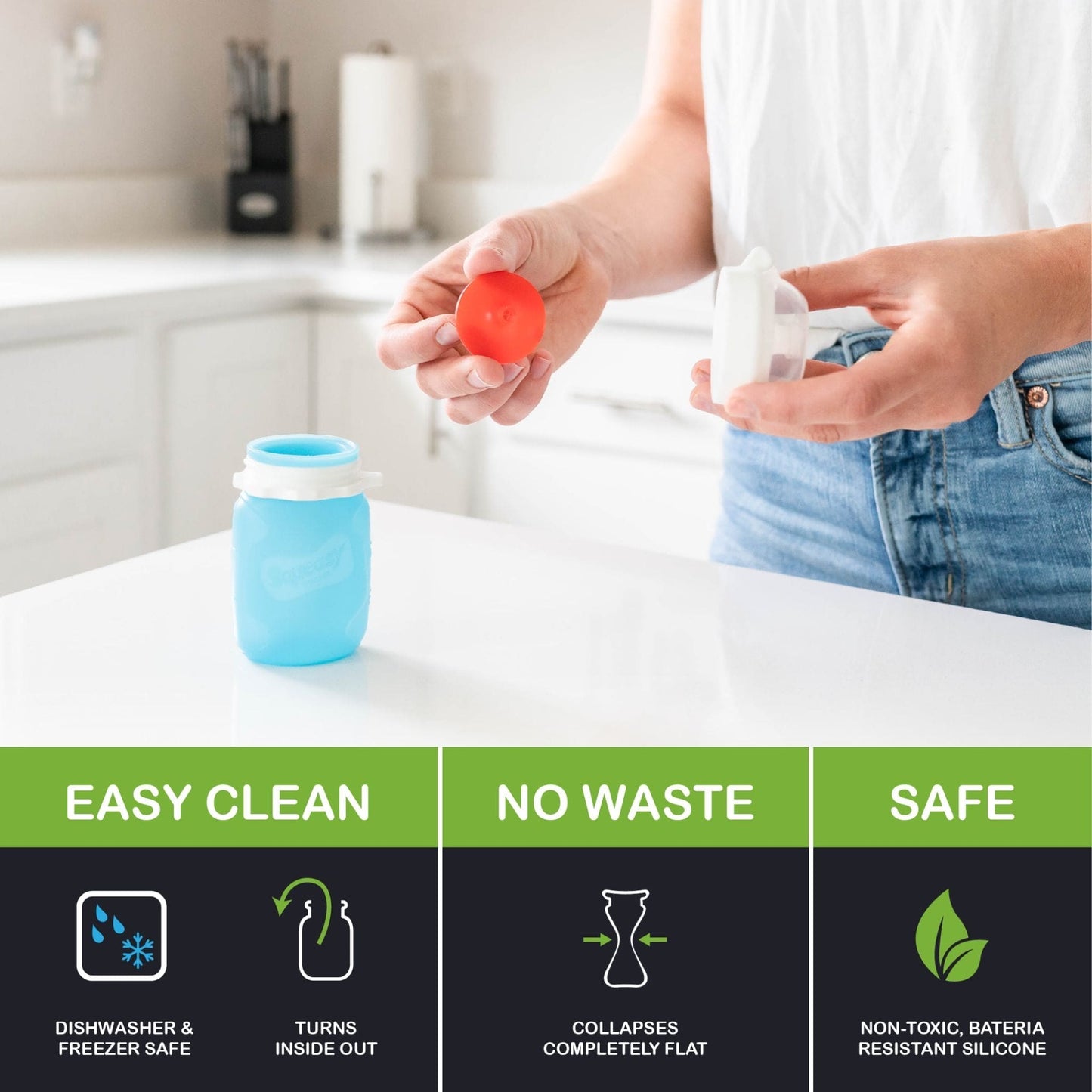 Squeasy Snacker Silicone Reusable Collapsible Bottle 104ml