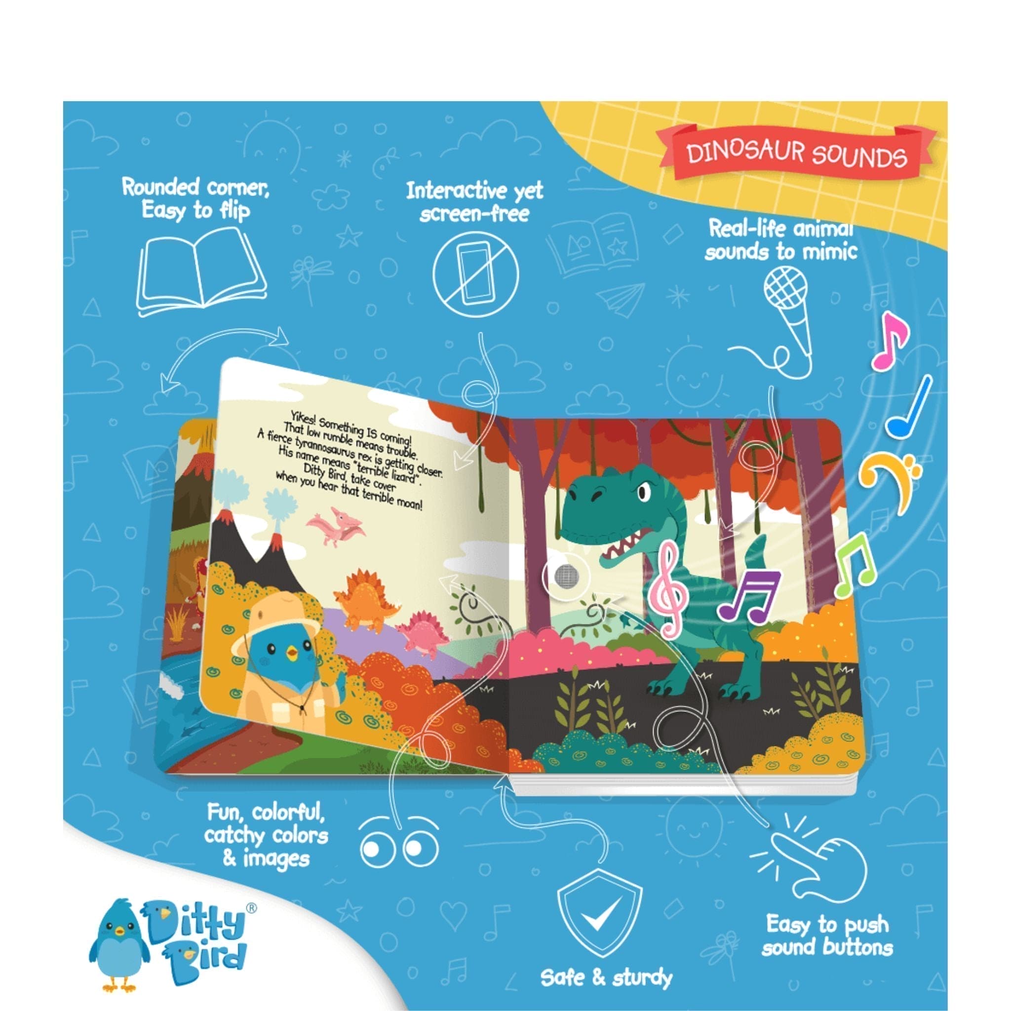 Ditty Bird Dinosaur Sounds Board Book