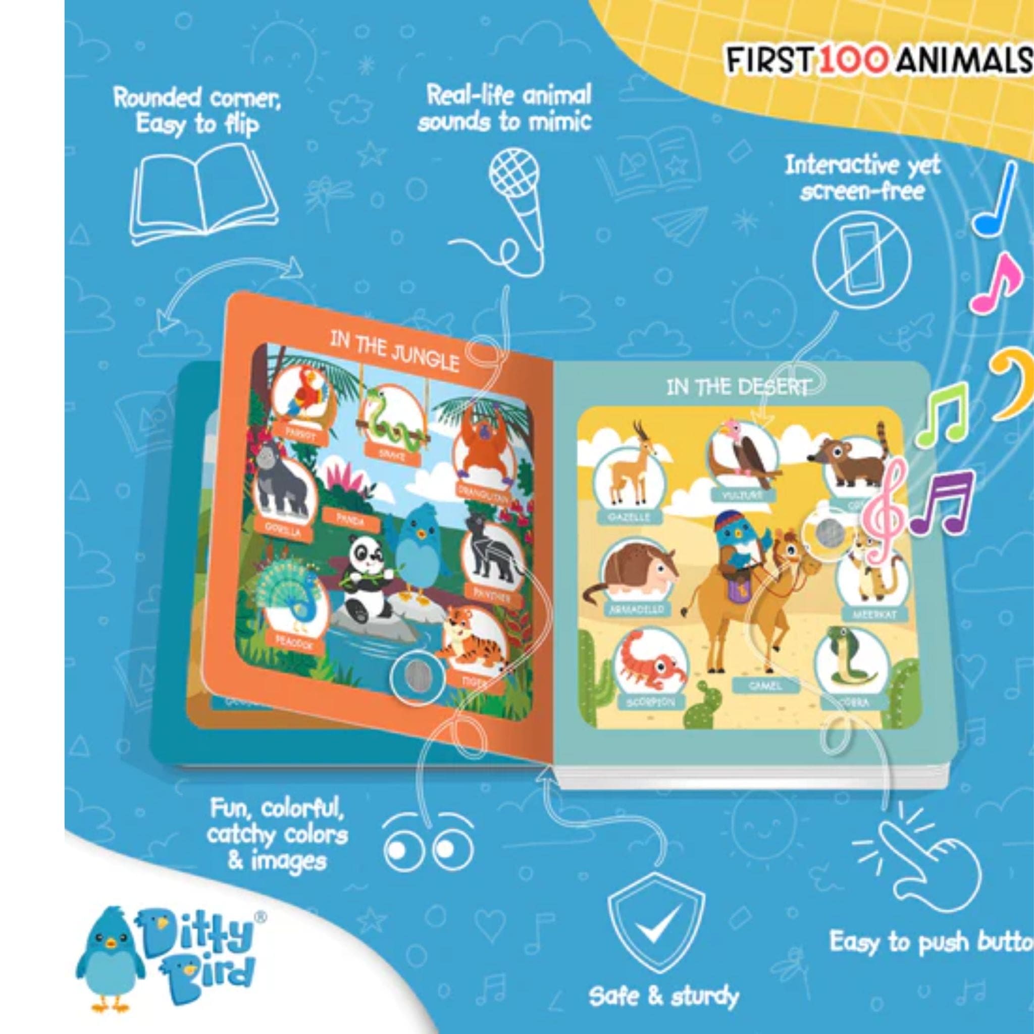 Ditty Bird First 100 Animals Sound Board Book
