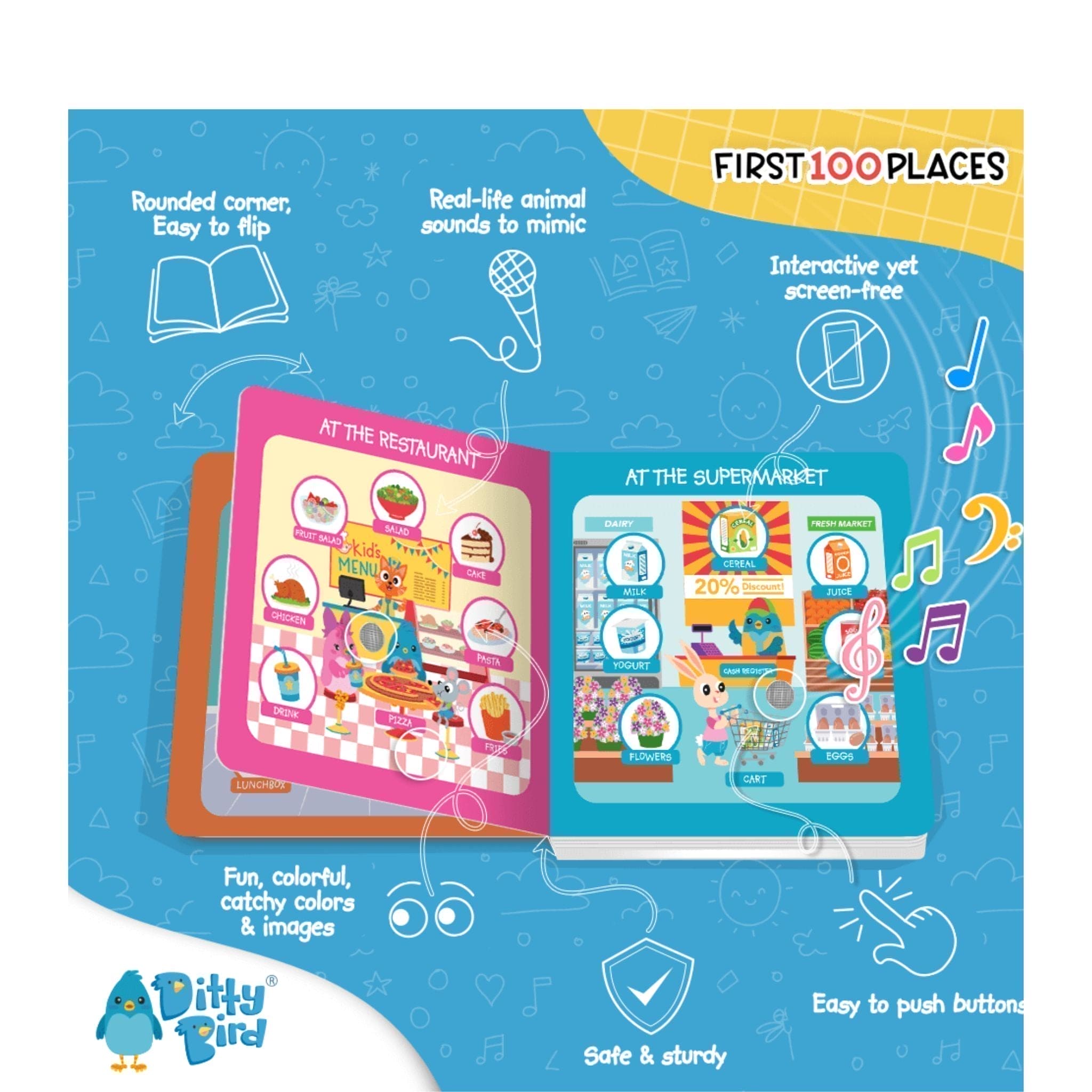 Ditty Bird First 100 Places Sound Board Book