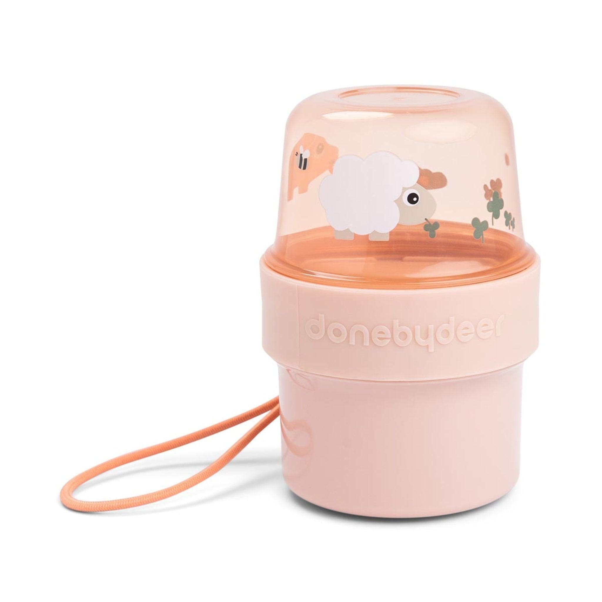 Done By Deer 2-Way Snack Container, Tiny Farm - Powder Pink