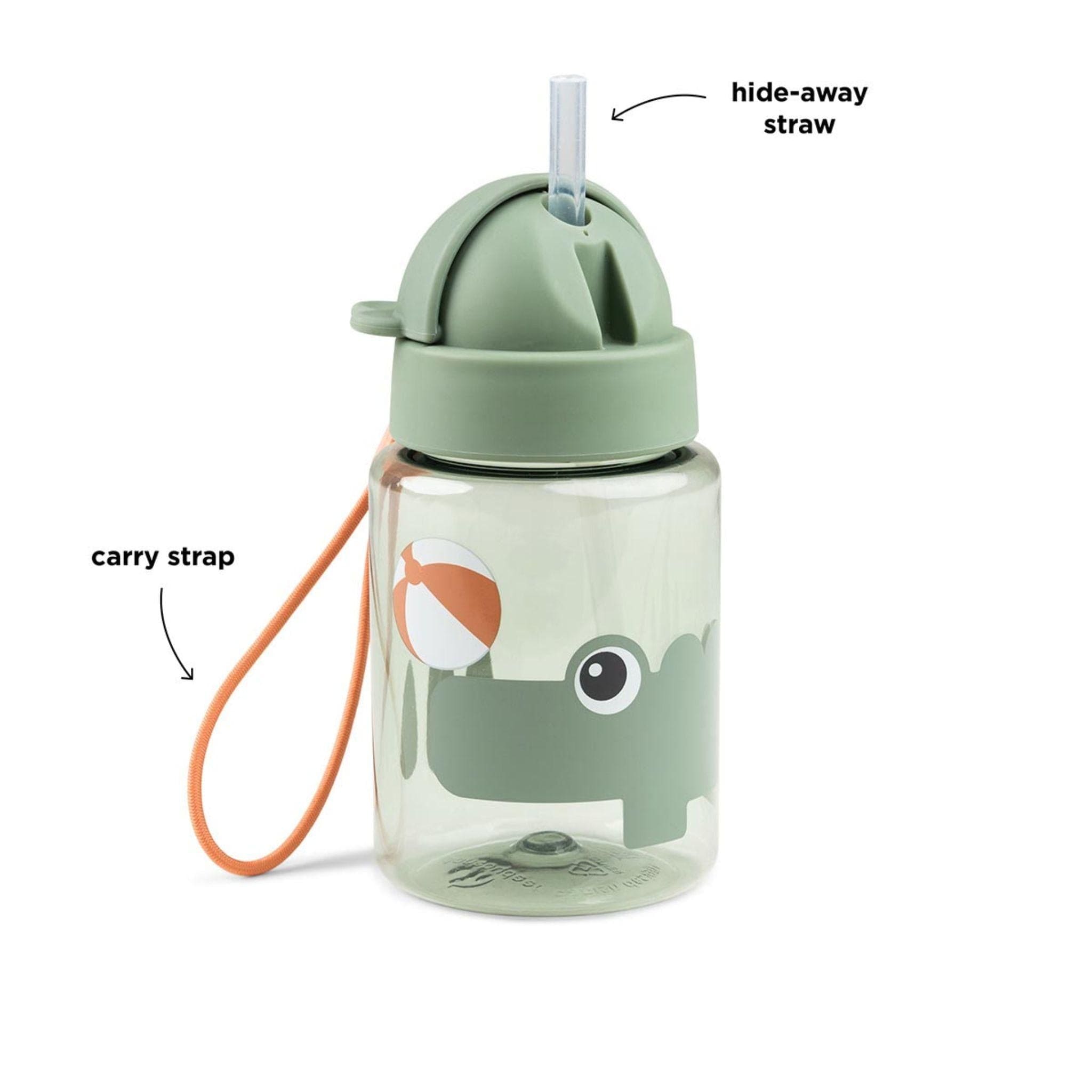 Done By Deer Straw Bottle 280ml, Playground - Green