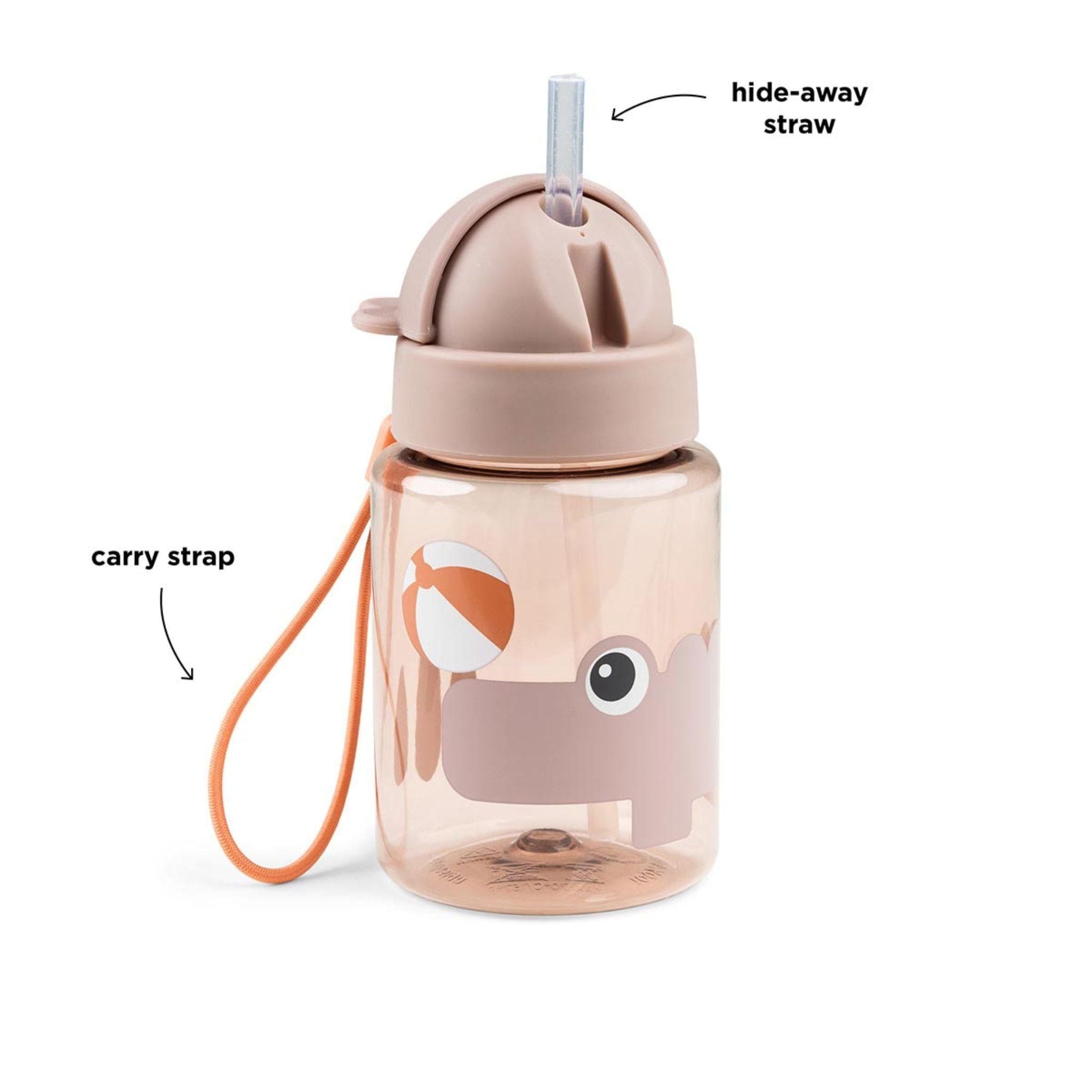 Done By Deer Straw Bottle 280ml, Playground - Powder Pink