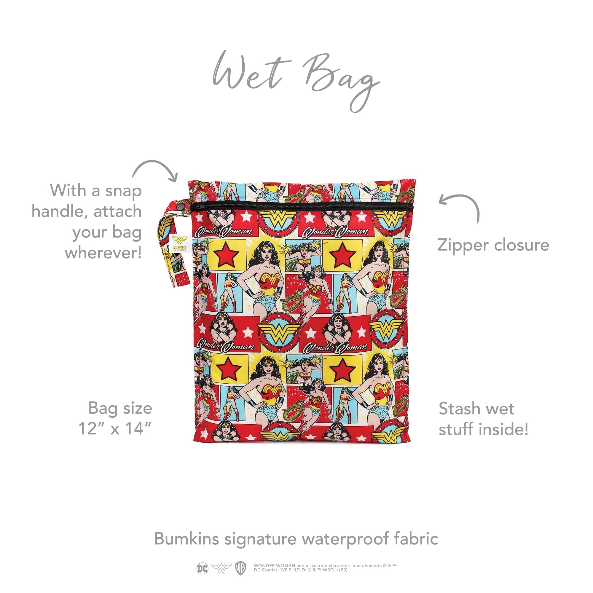 Bumkins Wet Bag - DC Comics Wonder Woman Bumkins Wet Bag - DC Comics Wonder Woman