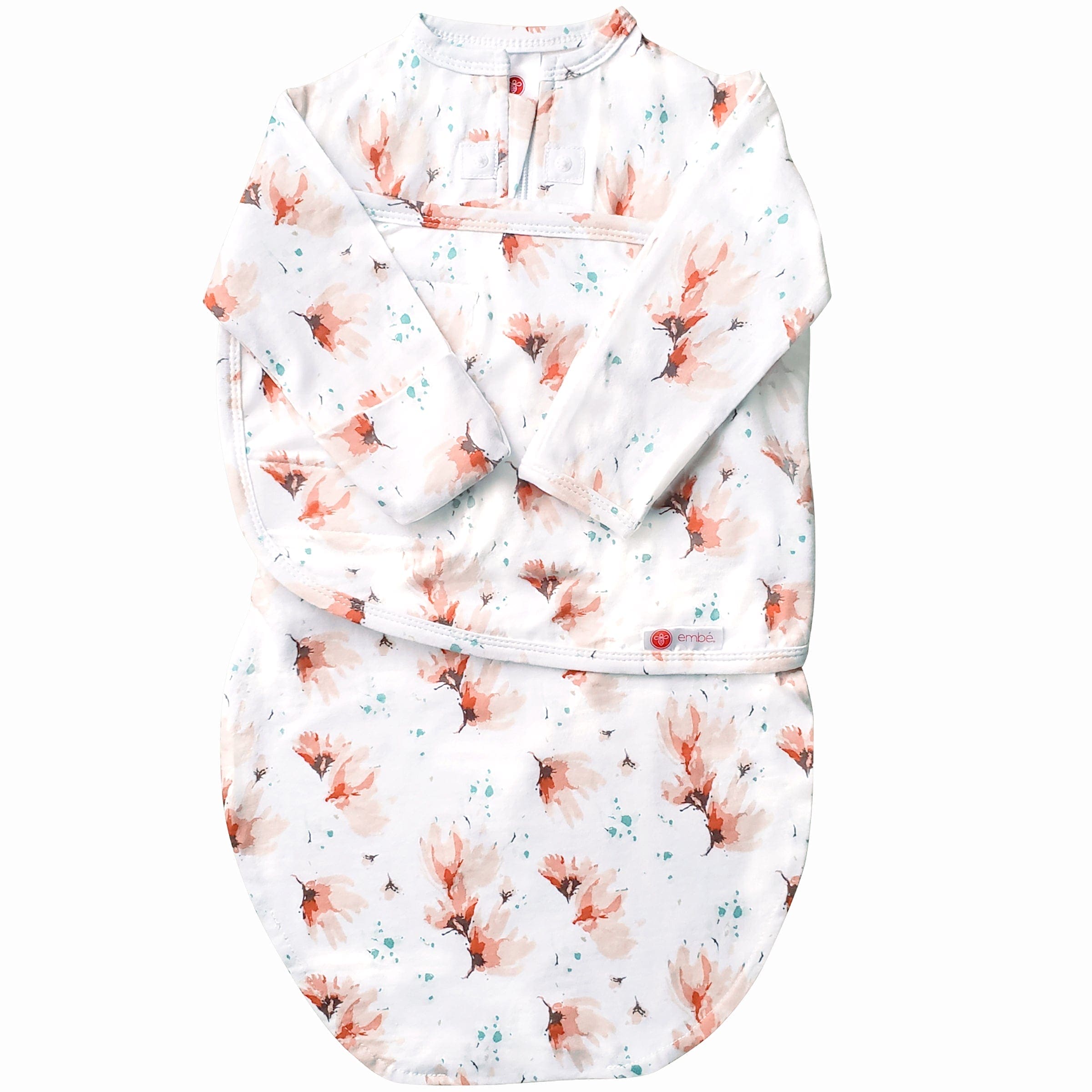 embé Starter 2-Way Long Sleeve Swaddle Sack (0-4mos) Blush Blossom EB-SWA-LONG-S-0-4M-BLUSBLO