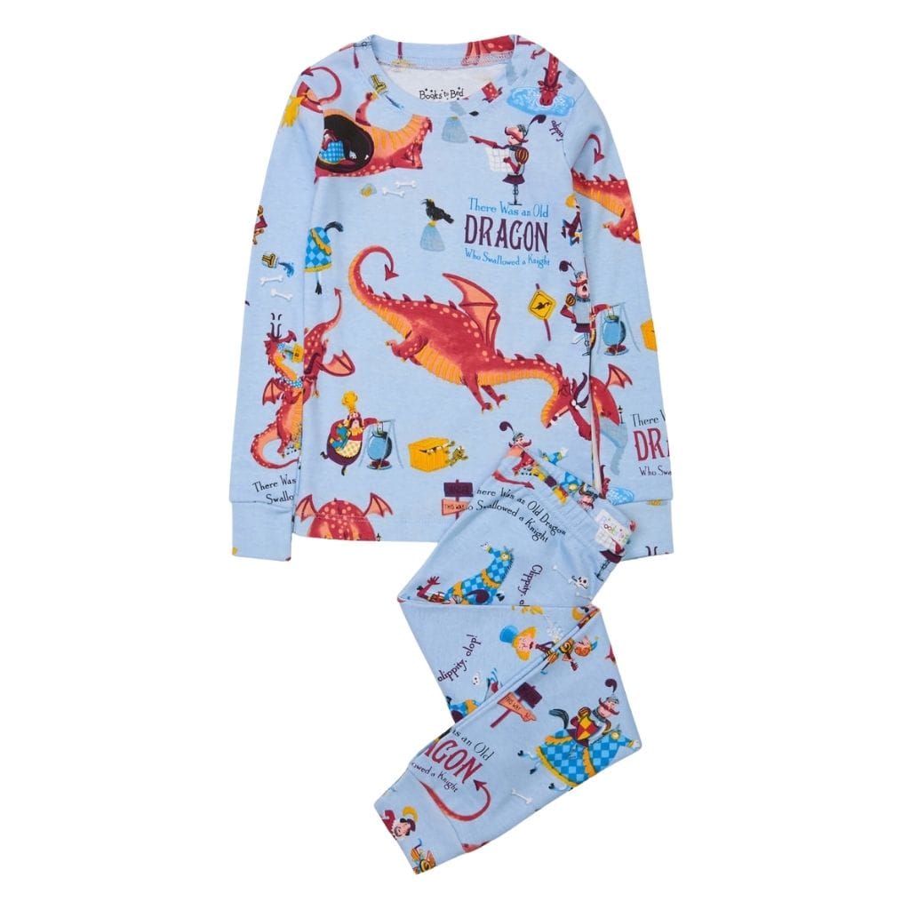Books To Bed There Was an Old Dragon Who Swallowed a Knight Book and Pajama Set Books To Bed There Was an Old Dragon Who Swallowed a Knight Book and Pajama Set