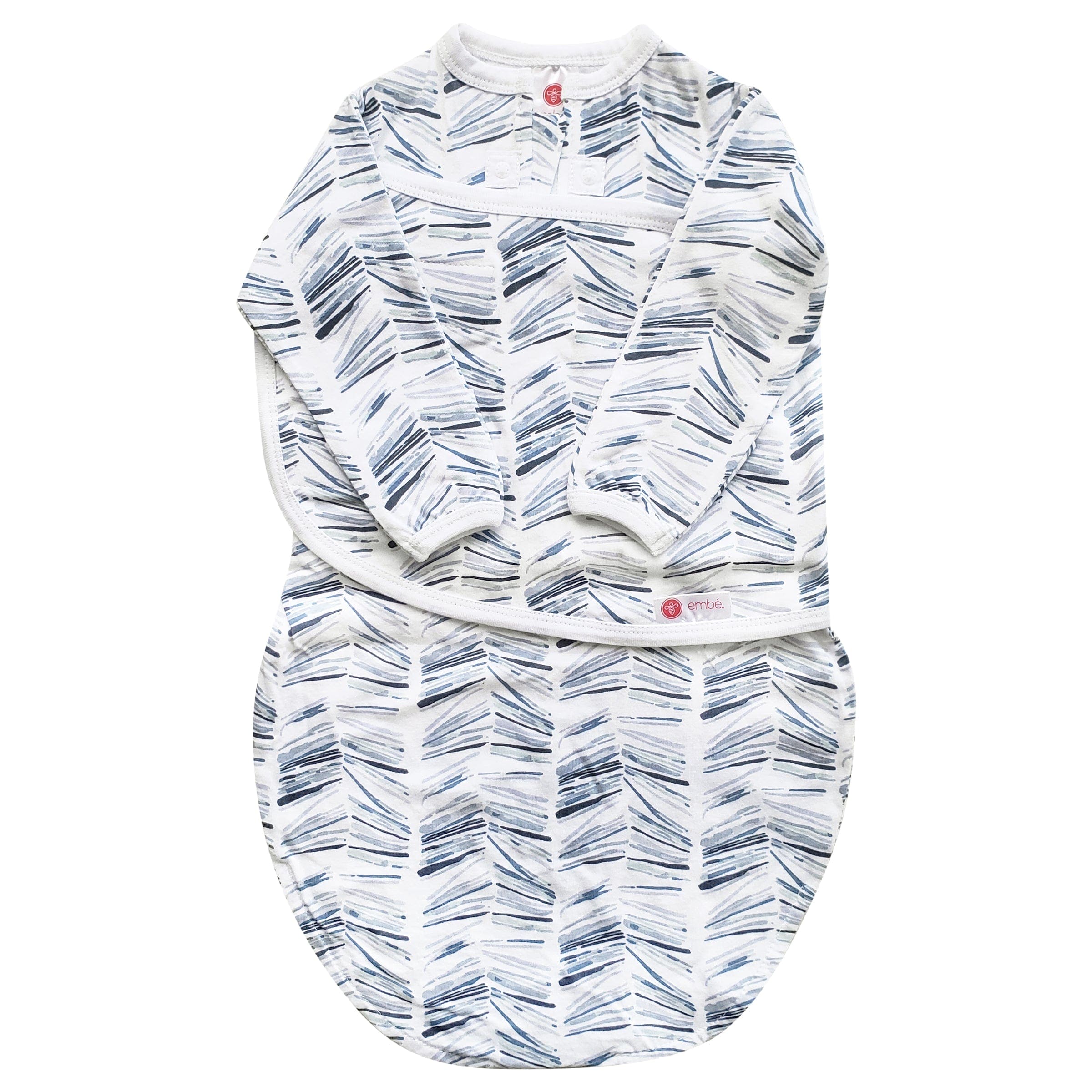 embé Starter 2-Way Long Sleeve Swaddle Sack (0-4mos) Angle Stripe EB-SWA-LONG-S-0-4M-ANG-S