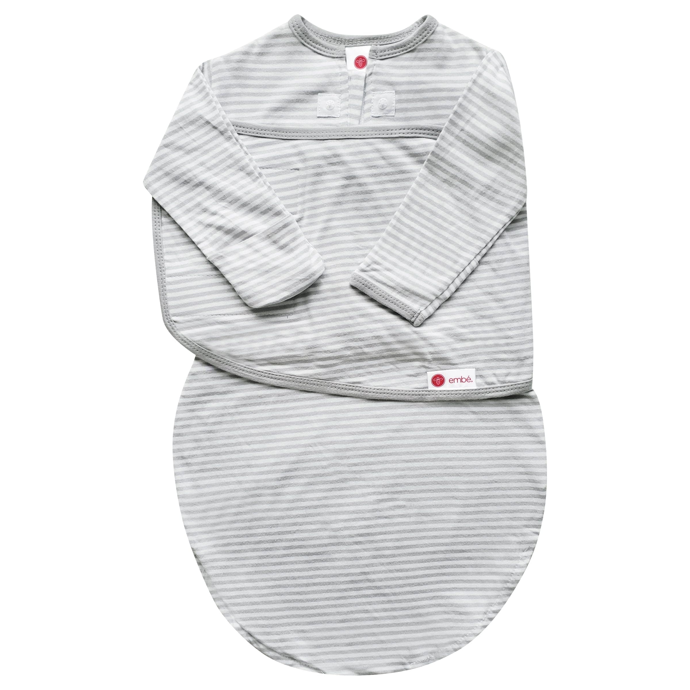 embé Starter 2-Way Long Sleeve Swaddle Sack (0-4mos) Grey Stripe EB-SWA-LONG-S-0-4M-GYS
