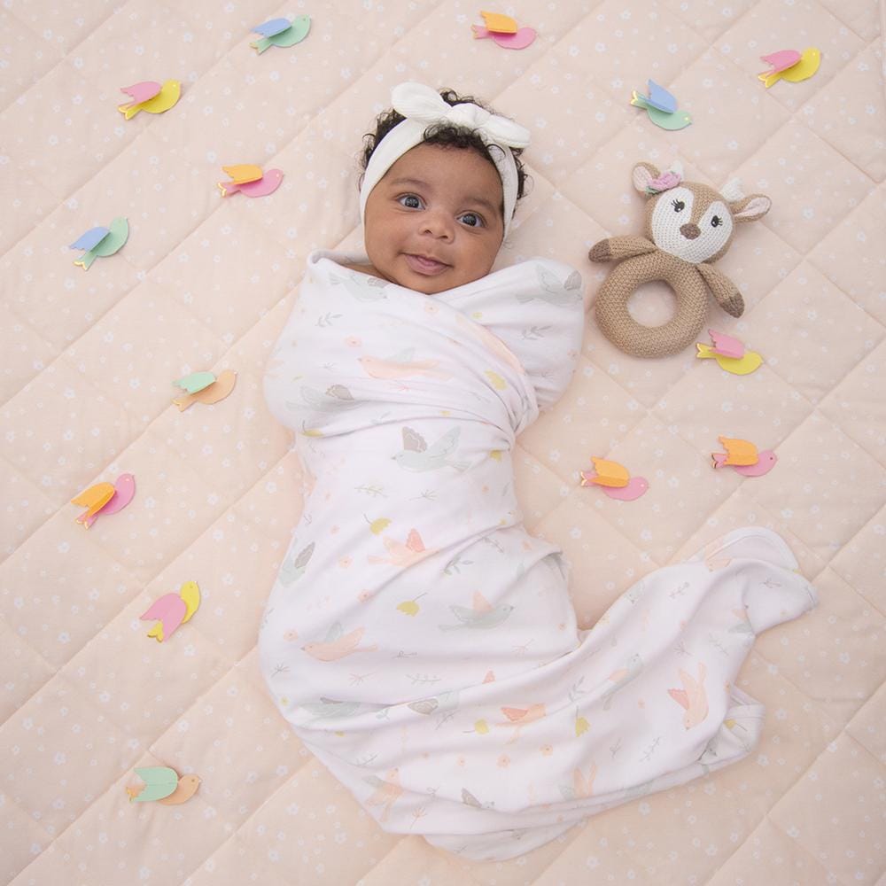 Living Textiles Jersey Swaddle & Rattle Gift Set - Ava/Fawn Living Textiles Jersey Swaddle & Rattle Gift Set - Ava/Fawn