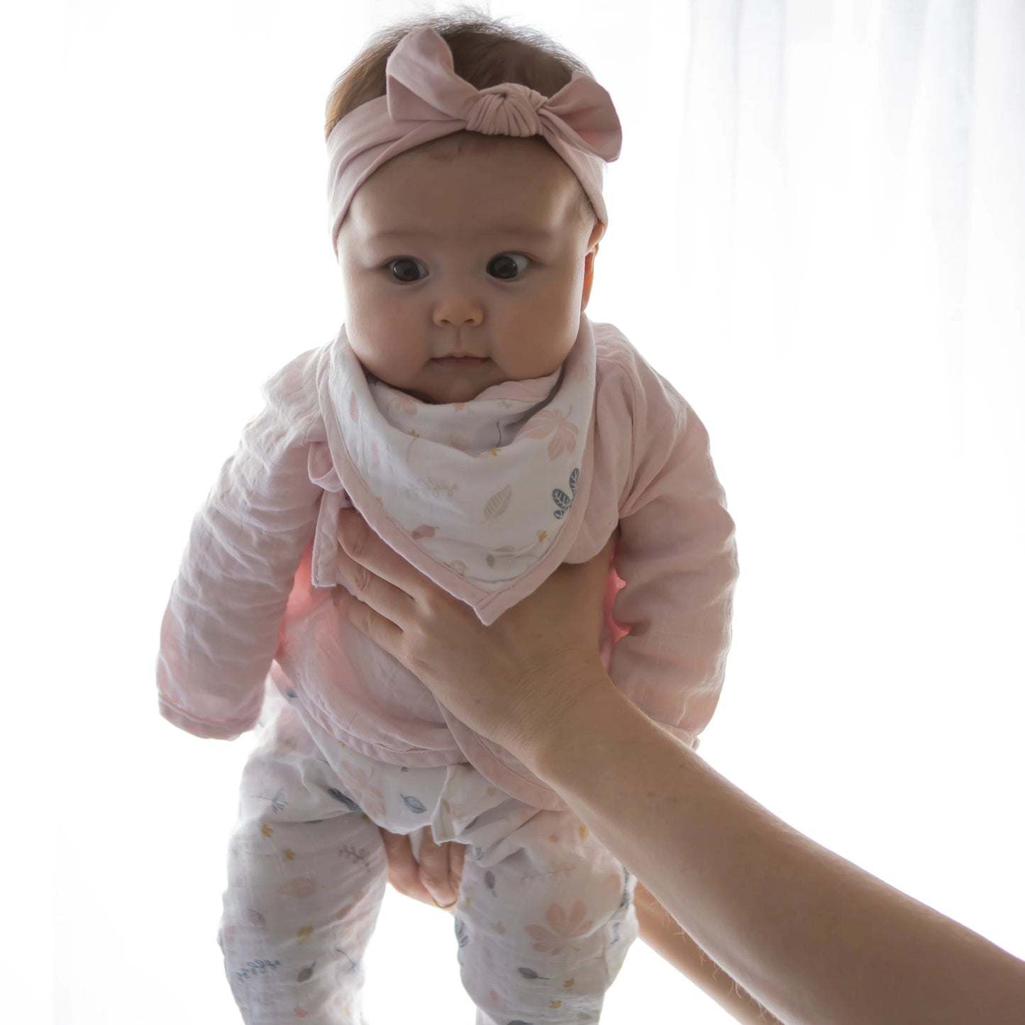 Living Textiles Organic Muslin Kimono Layette Set - Botanical/Blush Living Textiles Organic Muslin Kimono Layette Set - Botanical/Blush
