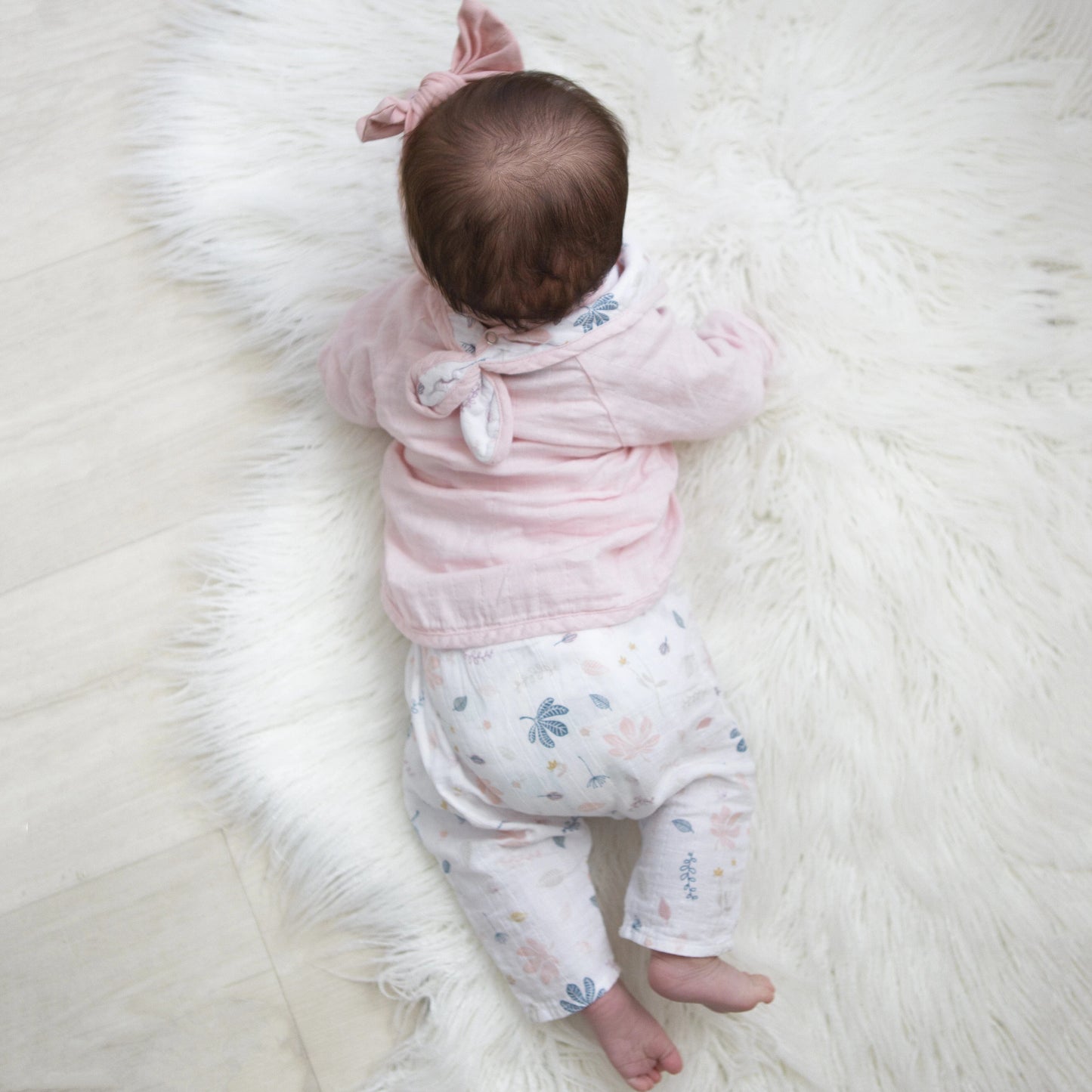 Living Textiles Organic Muslin Kimono Layette Set - Botanical/Blush Living Textiles Organic Muslin Kimono Layette Set - Botanical/Blush