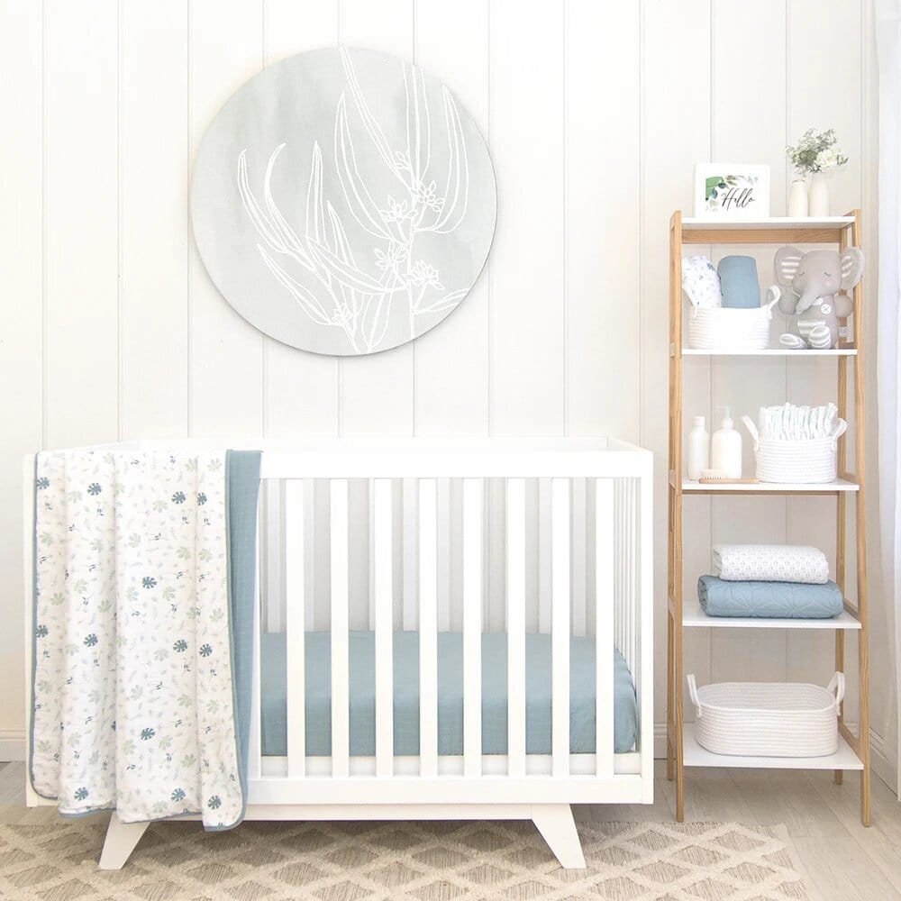 Living Textiles Organic Muslin Cot Blanket - Banana Leaf/Teal Living Textiles Organic Muslin Cot Blanket - Banana Leaf/Teal