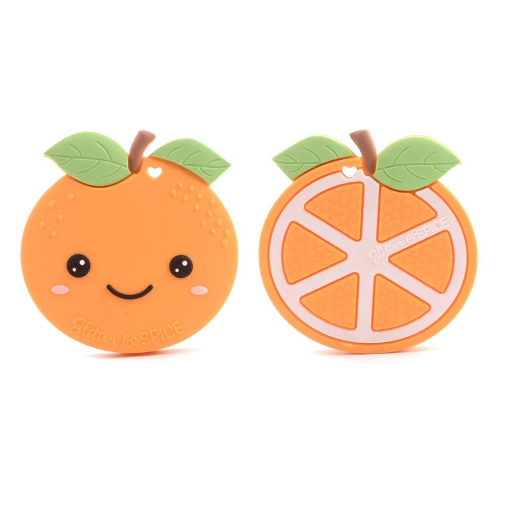 Glitter & Spice Orange Silicone Teether with Pacifier Clip Glitter & Spice Orange Silicone Teether with Pacifier Clip