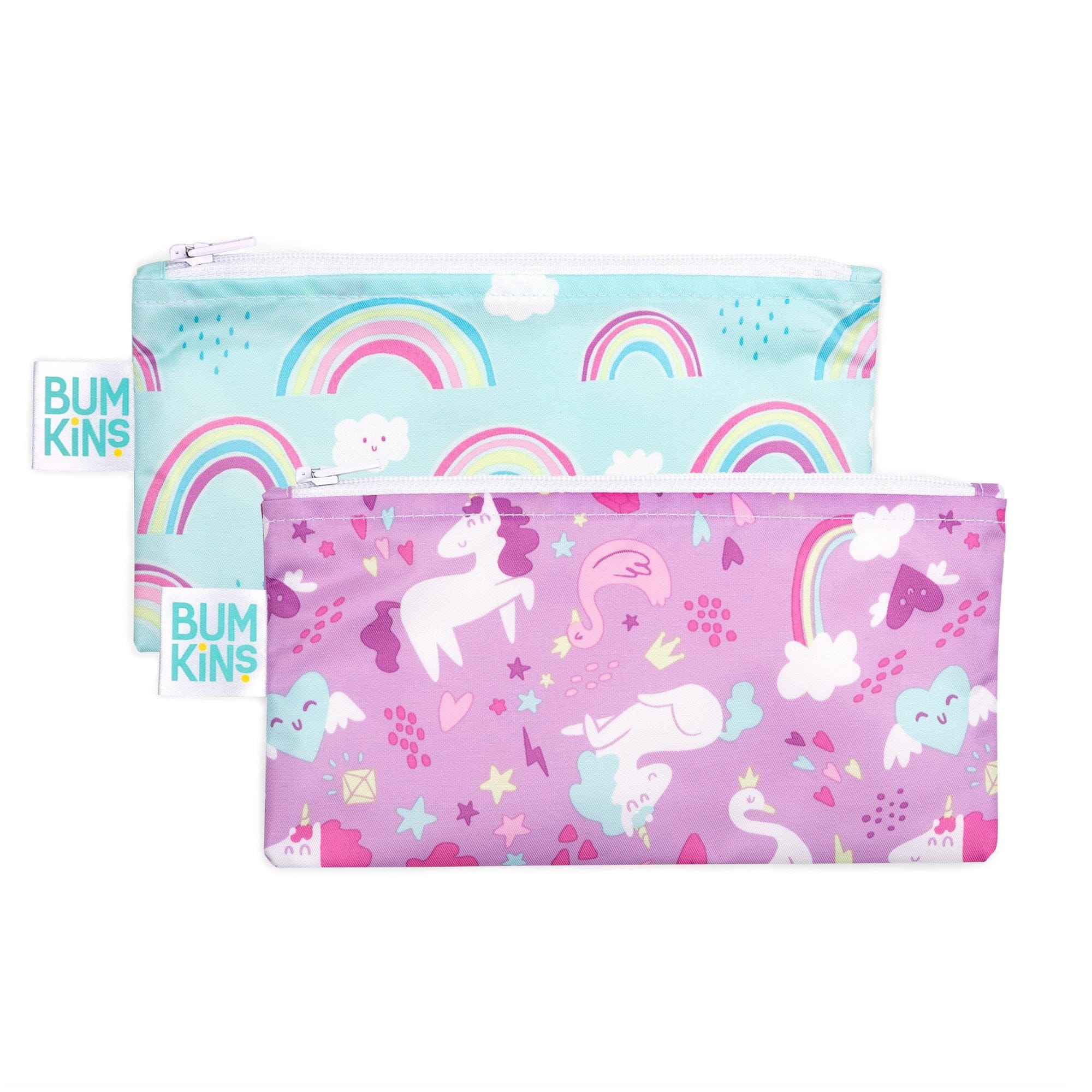 Bumkins Reusable Small Snack Bag, Set of 2 Unicorn and Rainbows B04R0S532XXXXX