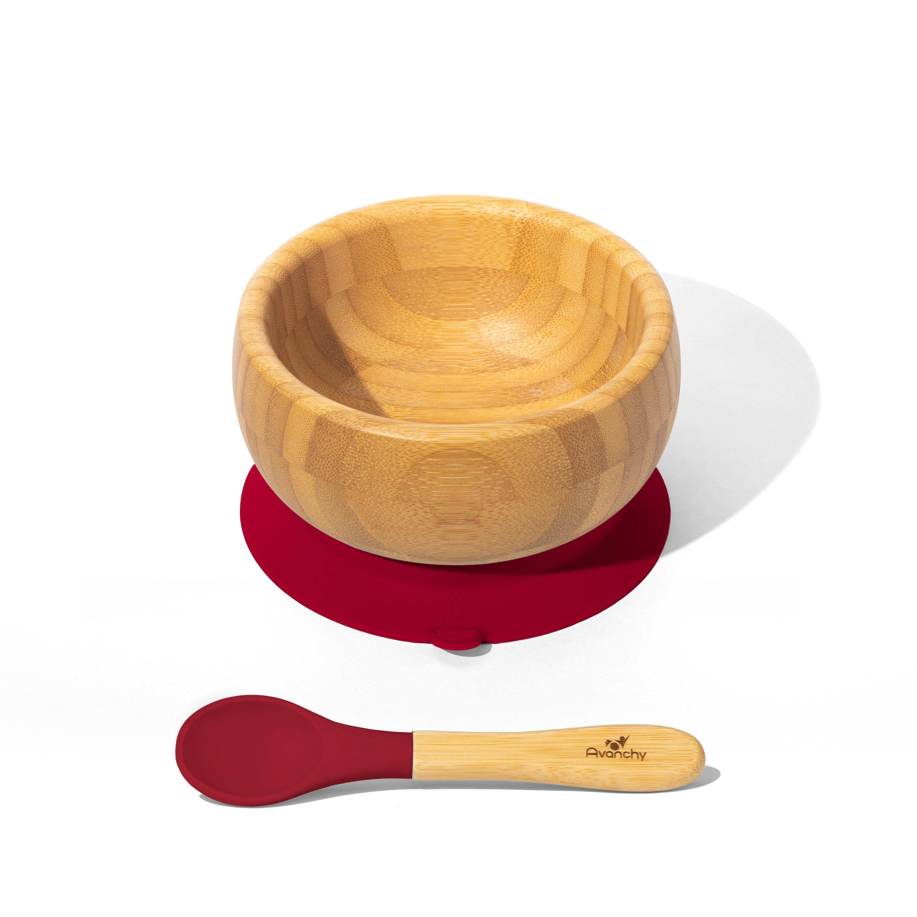 Avanchy Bamboo Suction Baby Bowl + Spoon Magenta AV-BBLS-MAG