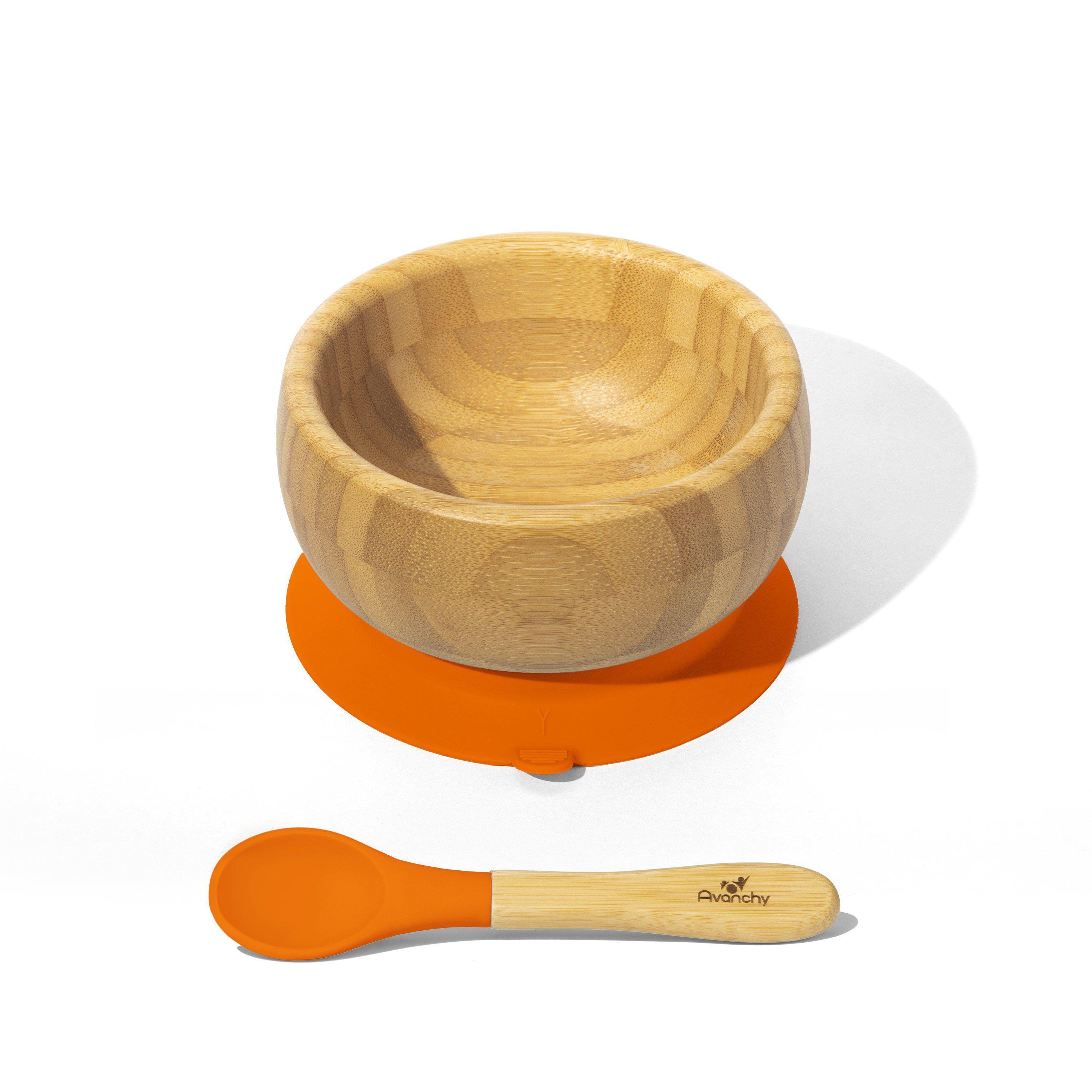 Avanchy Bamboo Suction Baby Bowl + Spoon Orange AV-BBLS-OR