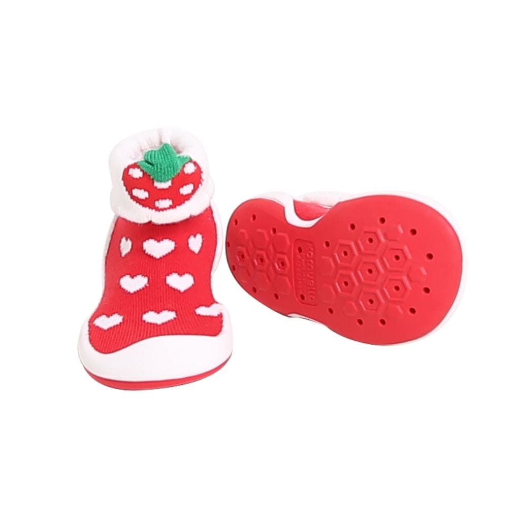 Komuello Hi, Strawberry Baby Rubber Sole Sock Shoes Komuello Hi, Strawberry Baby Rubber Sole Sock Shoes