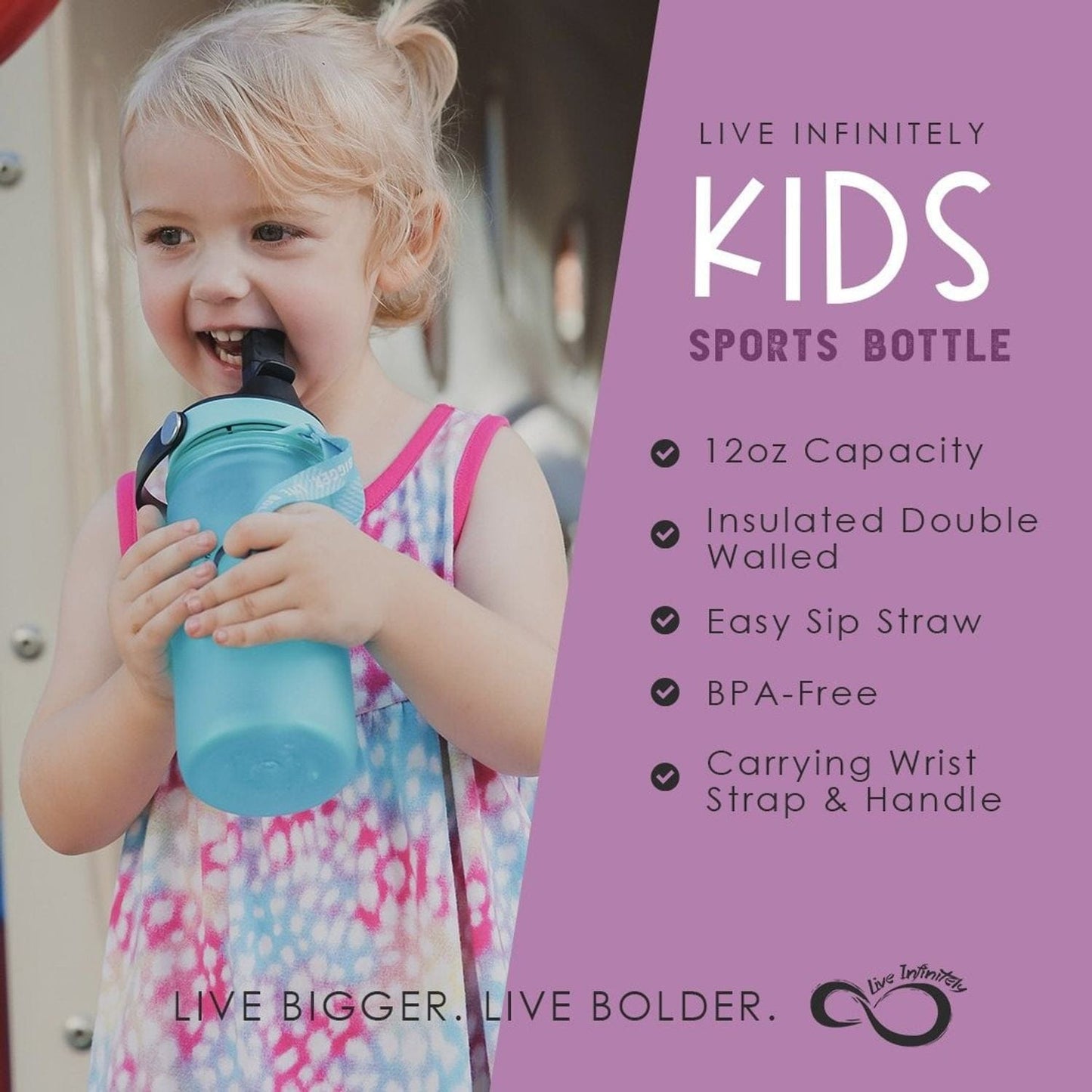 Live Infinitely Kids Insulated Sports Bottle 12oz Live Infinitely Kids Insulated Sports Bottle 12oz