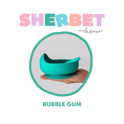 Wild Indiana Sherbet Baby Silicone Suction Bowl + Spoon (Summer Limited Edition) Bubble Gum 