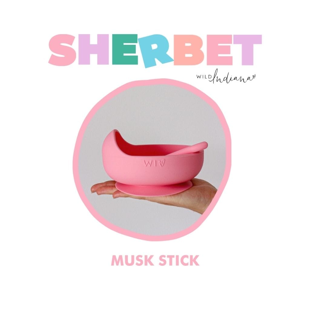 Wild Indiana Sherbet Baby Silicone Suction Bowl + Spoon (Summer Limited Edition) Musk Stick 