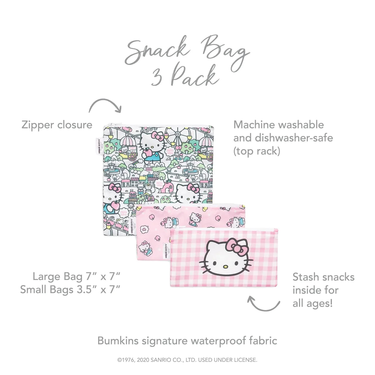 Bumkins Hello Kitty® Reusable Snack Bag, 3-Pack