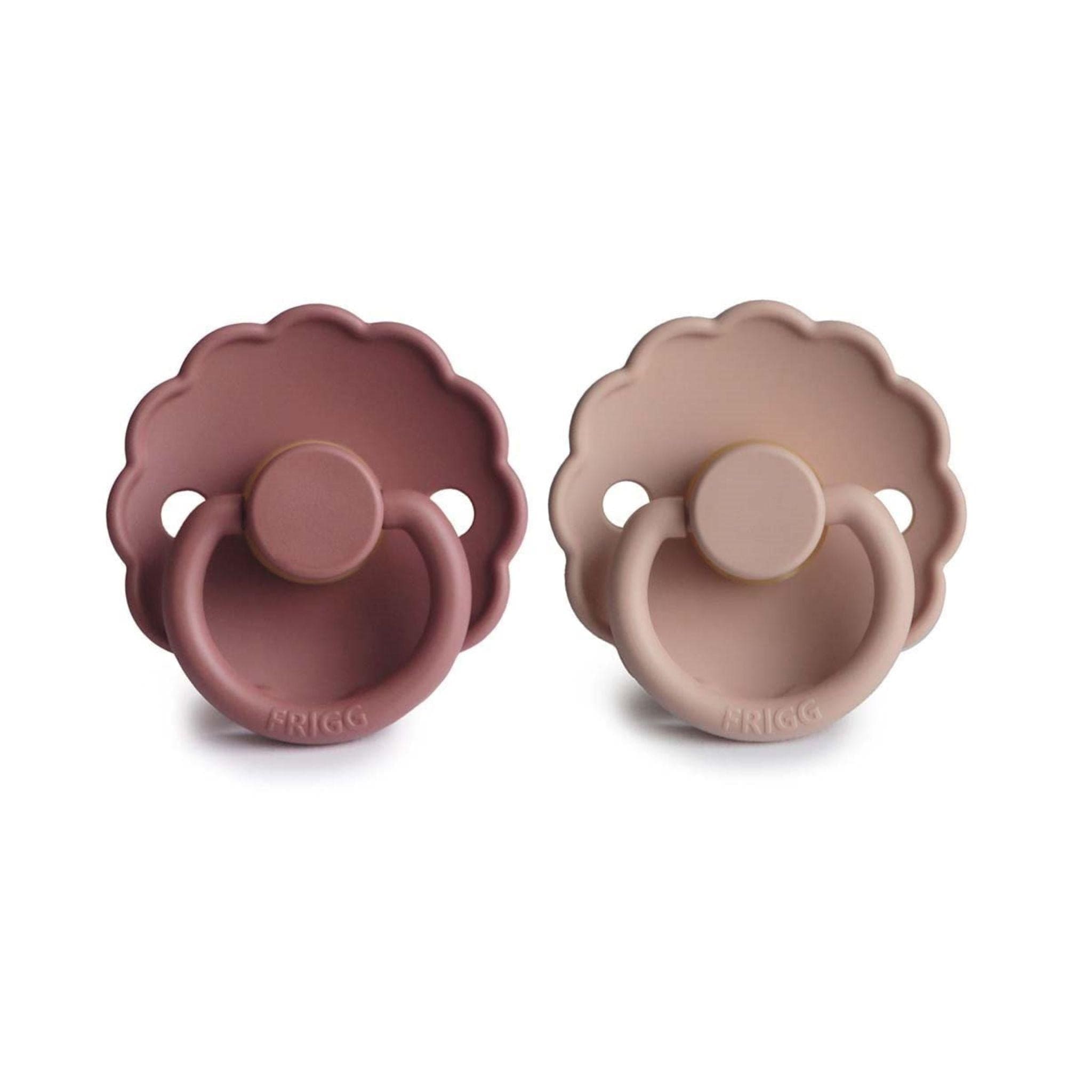 FRIGG Daisy Pacifier Round 2-Pack Latex - Size 1 (0-6 Months) - Blush & Woodchuck