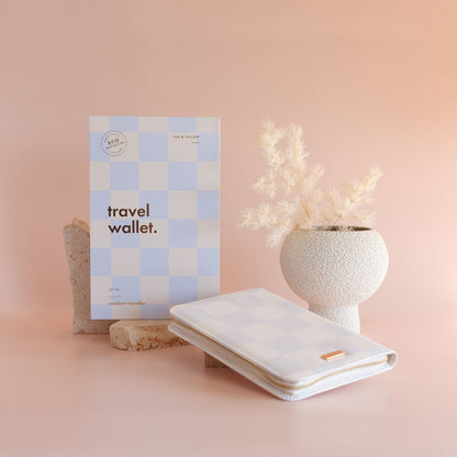 Fox & Fallow Travel Wallet - Powdered Blue Checkered