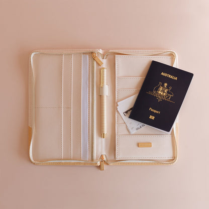 Fox & Fallow Travel Wallet - Powdered Blue Checkered