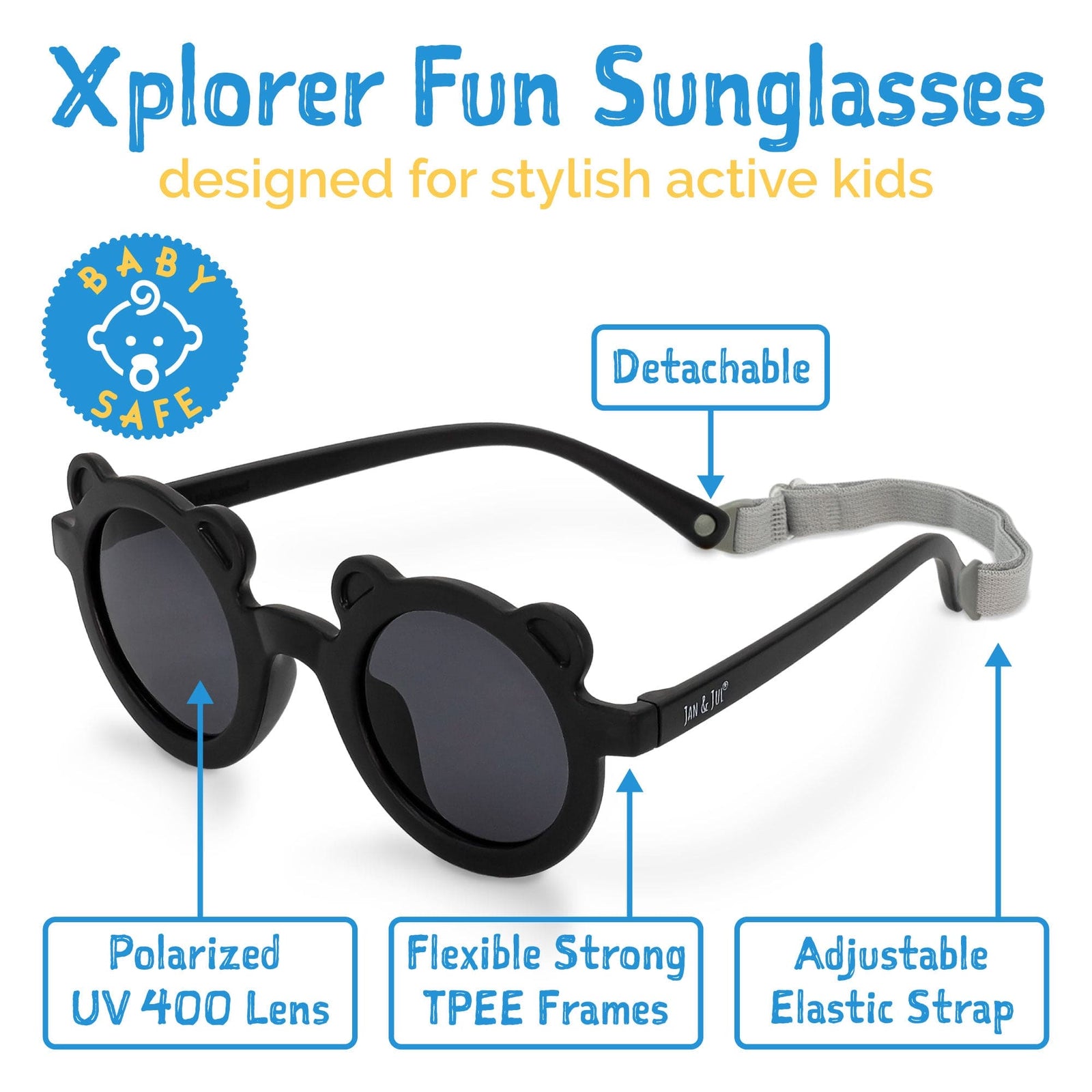 Jan & Jul Kids' Bear Sunglasses | Unbreakable Frame & Polarized Lenses