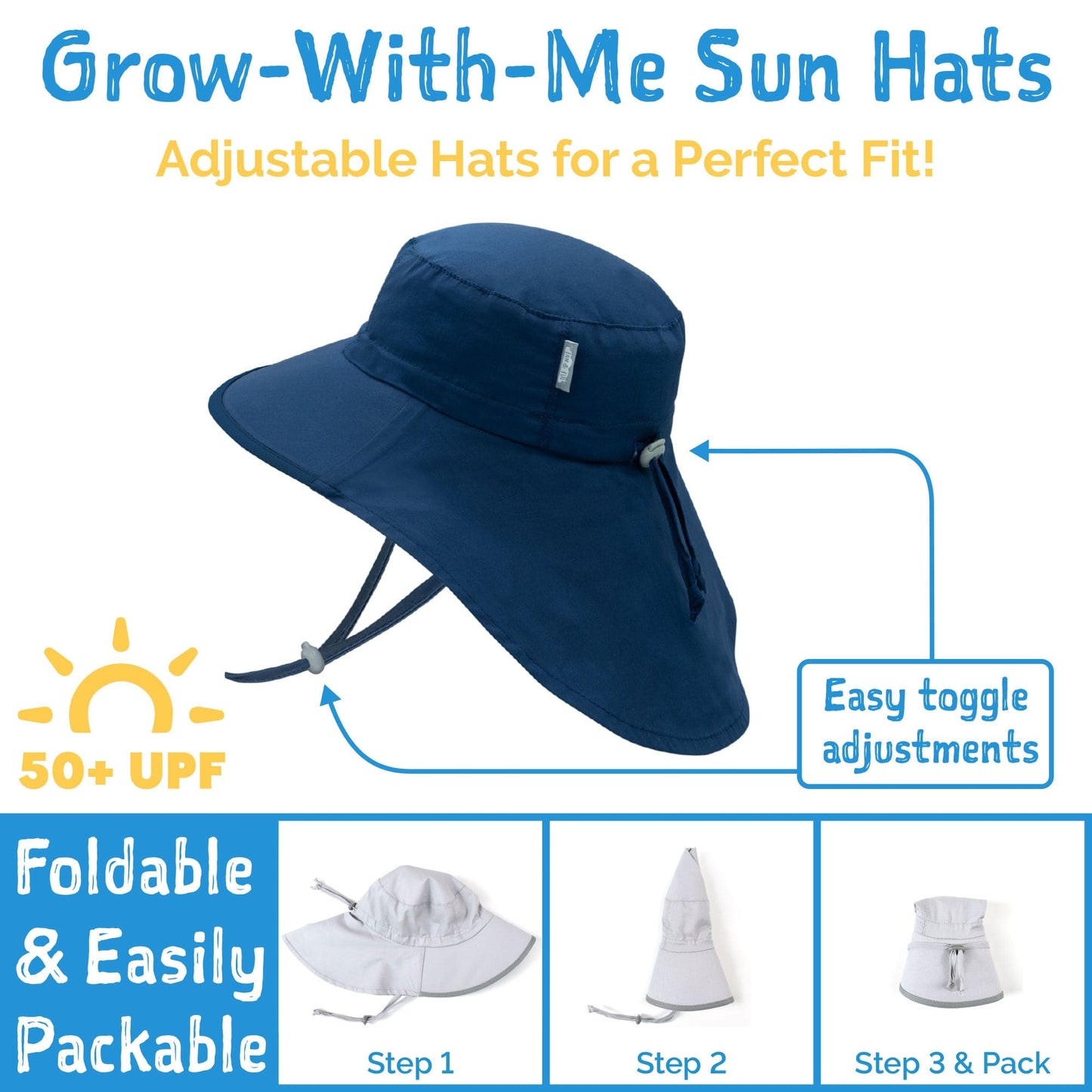 Jan & Jul Kids Gro-With-Me® Cotton Adventure UPF 50+ Sun Hats