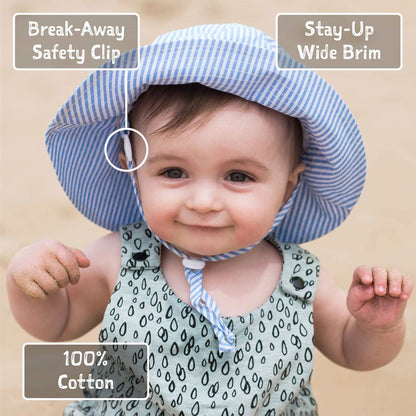 Jan & Jul Kids Gro-With-Me® Cotton Bucket UPF 50+ Sun Hat | Fish Friends