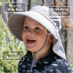 Jan & Jul Kids Aqua-Dry Water Repellent Adventure UPF 50+ Sun Hat - Grey