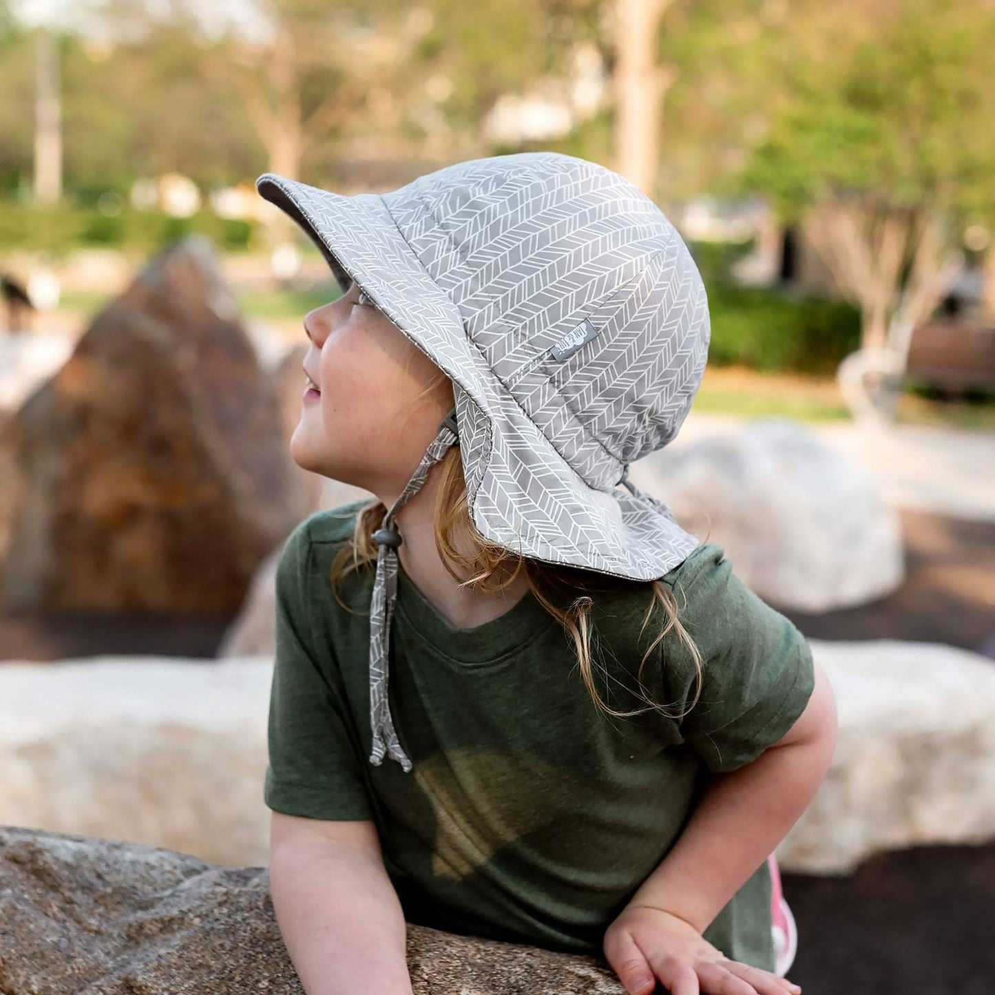 Jan & Jul Kids Cotton Floppy UPF 50+ Sun Hat - Grey Herringbone