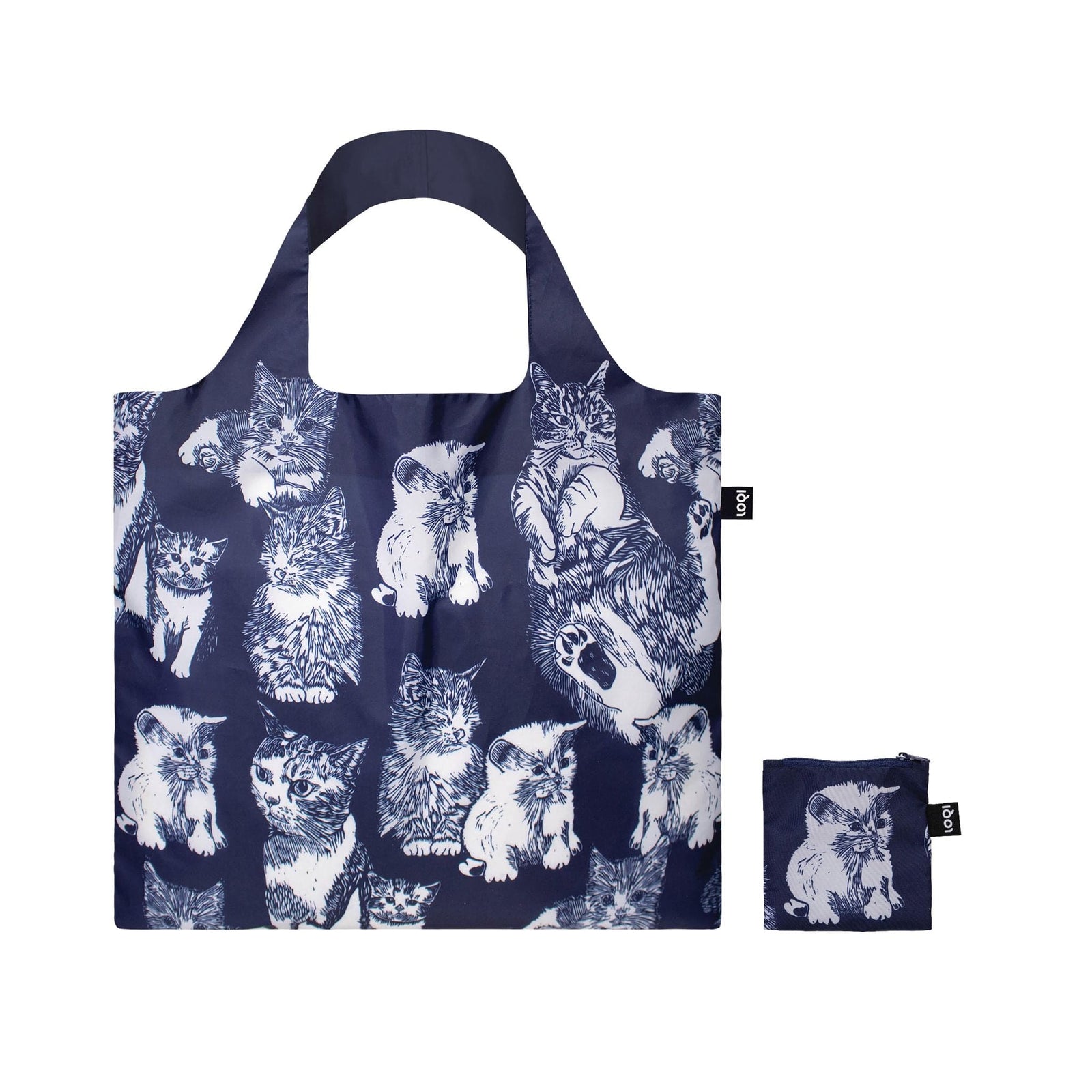 LOQI Red Poppy Bee Cats Recycled Shopper | Fun, Quirky Tote