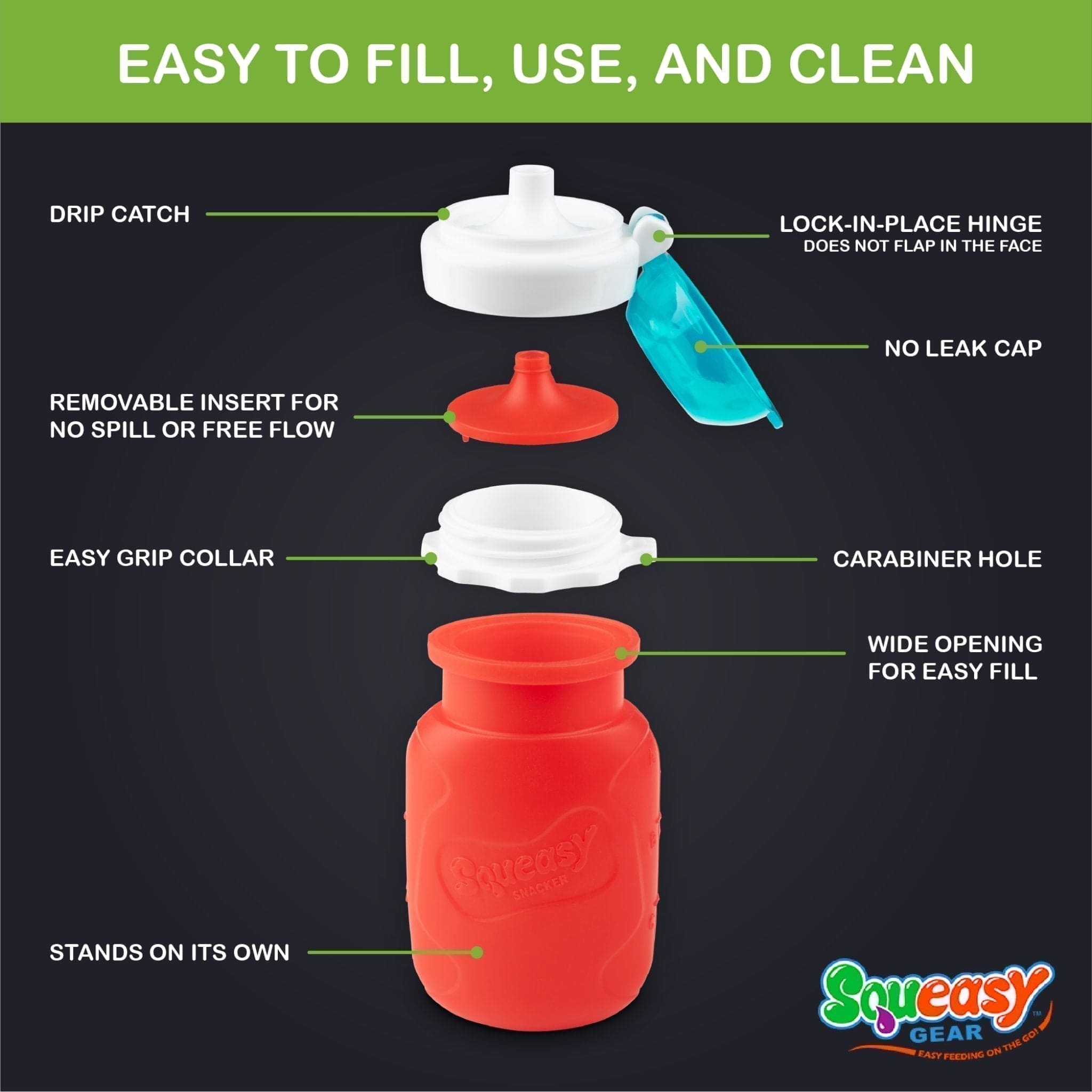 Squeasy Snacker Silicone Reusable Collapsible Bottle 104ml