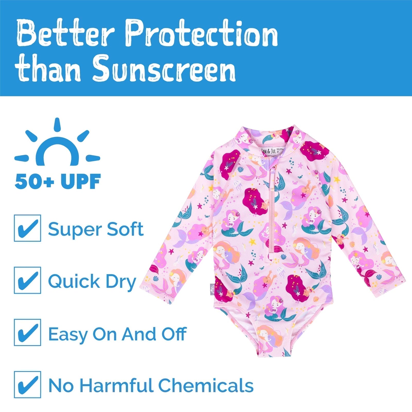 Jan & Jul Girls UPF 50+ One-Piece Swimsuit | Long Sleeve & Front Zip