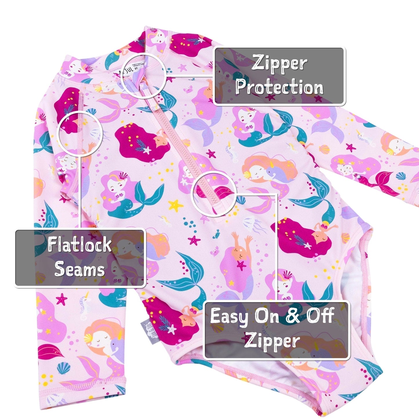 Jan & Jul Girls Long Sleeve UPF 50+ One Piece Swimsuit