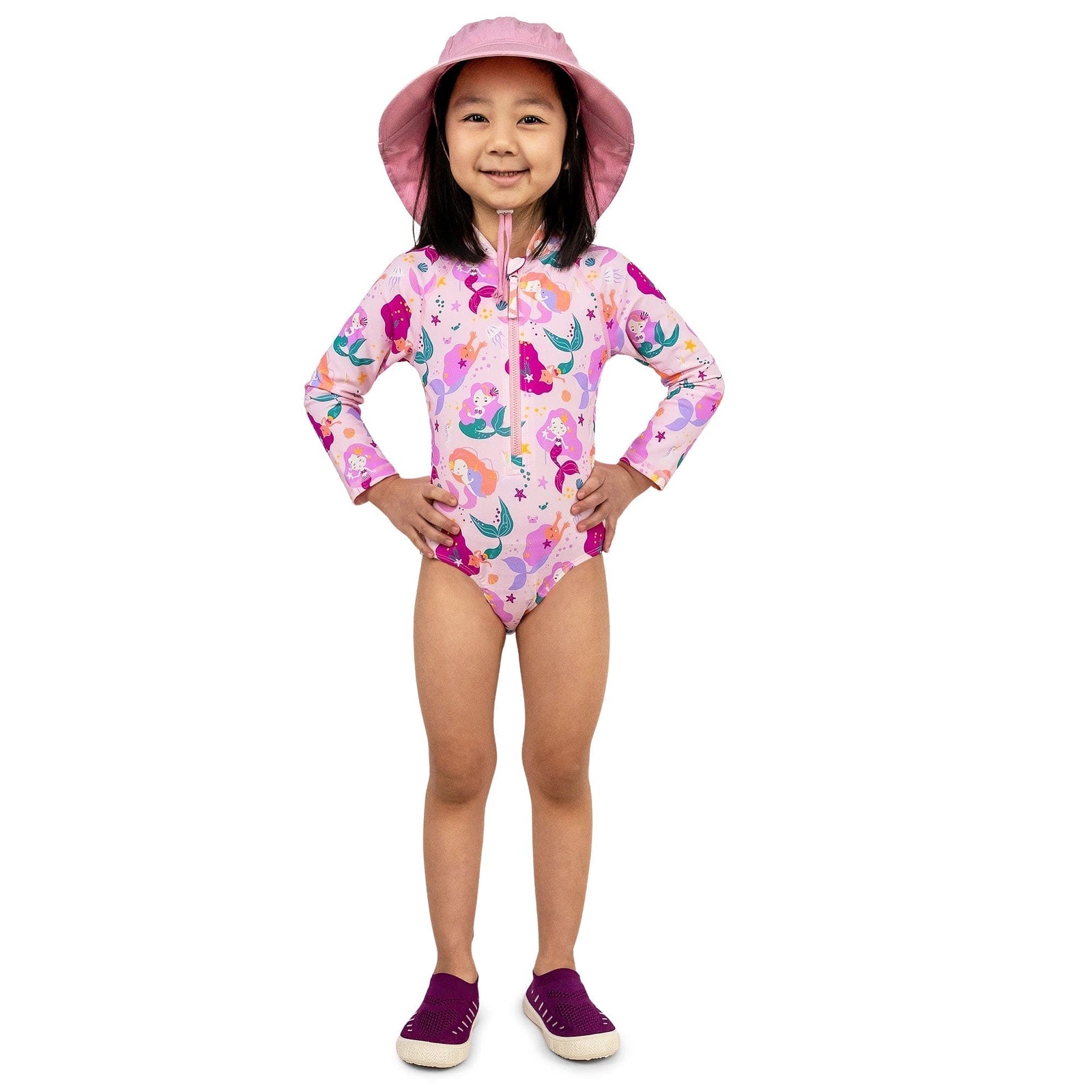 Jan & Jul Girls UPF 50+ One-Piece Swimsuit | Long Sleeve & Front Zip