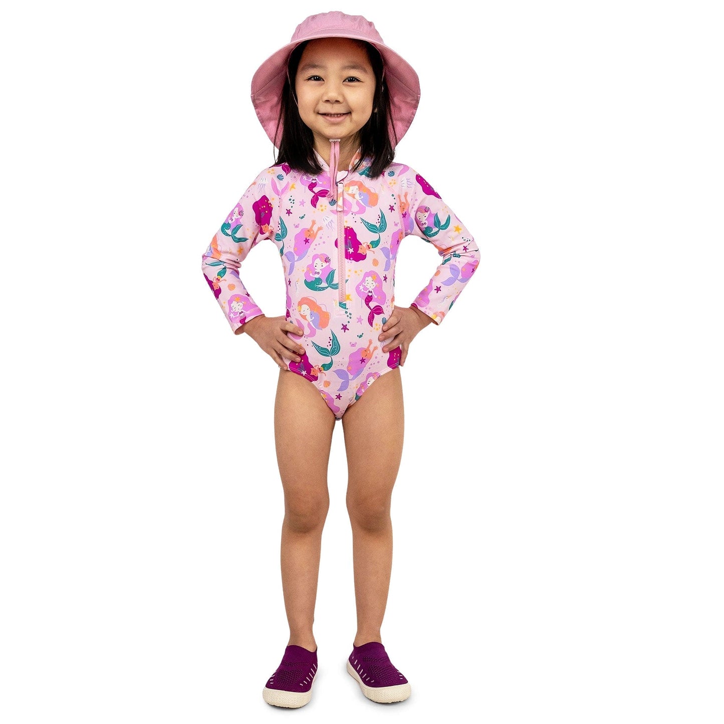 Jan & Jul Girls Long Sleeve UPF 50+ One Piece Swimsuit