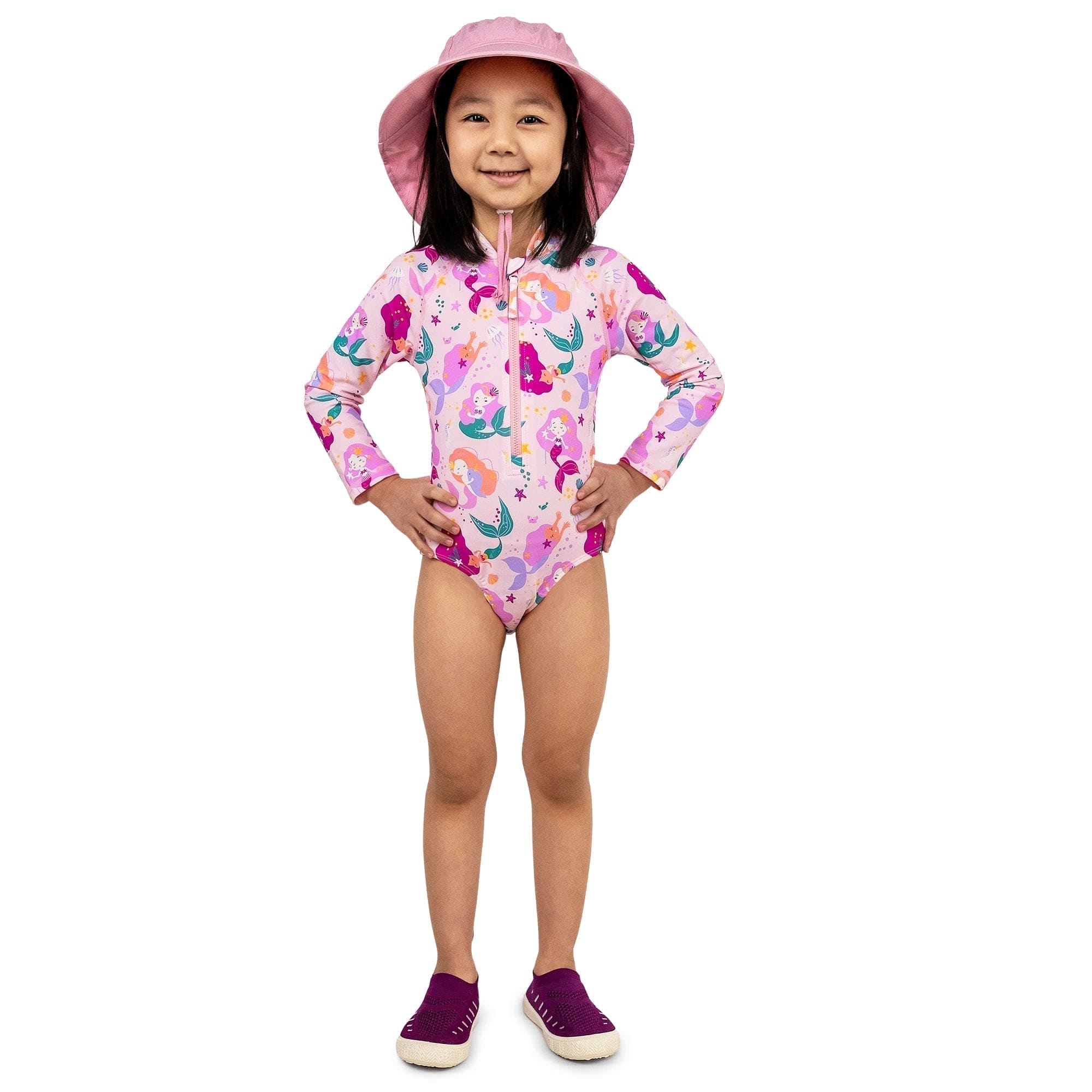 Jan & Jul Girls Long Sleeve UPF 50+ One Piece Swimsuit
