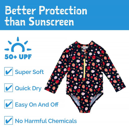 Jan & Jul Girls Long Sleeve UPF 50+ One Piece Swimsuit