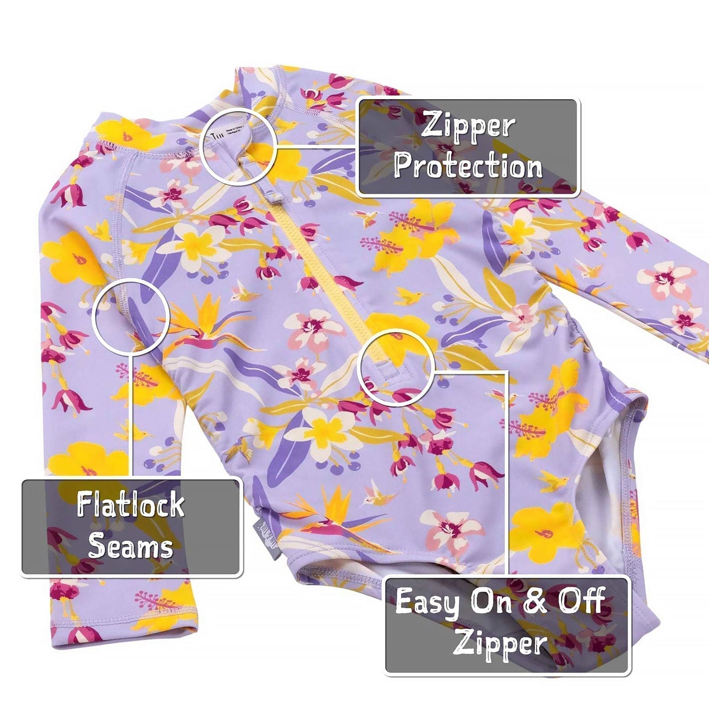 Jan & Jul Girls Long Sleeve UPF 50+ One Piece Swimsuit