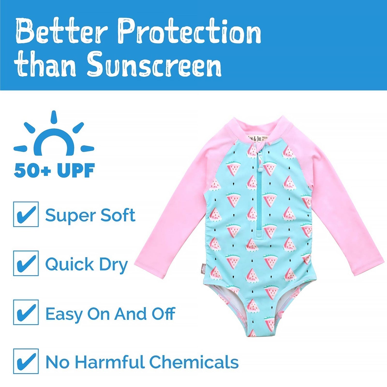 Jan & Jul Girls UPF 50+ One-Piece Swimsuit | Long Sleeve & Front Zip