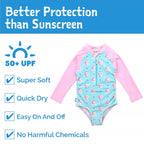Jan & Jul Girls Long Sleeve UPF 50+ One Piece Swimsuit