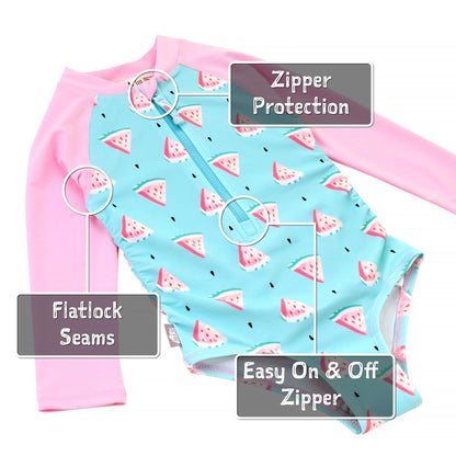 Jan & Jul Girls Long Sleeve UPF 50+ One Piece Swimsuit