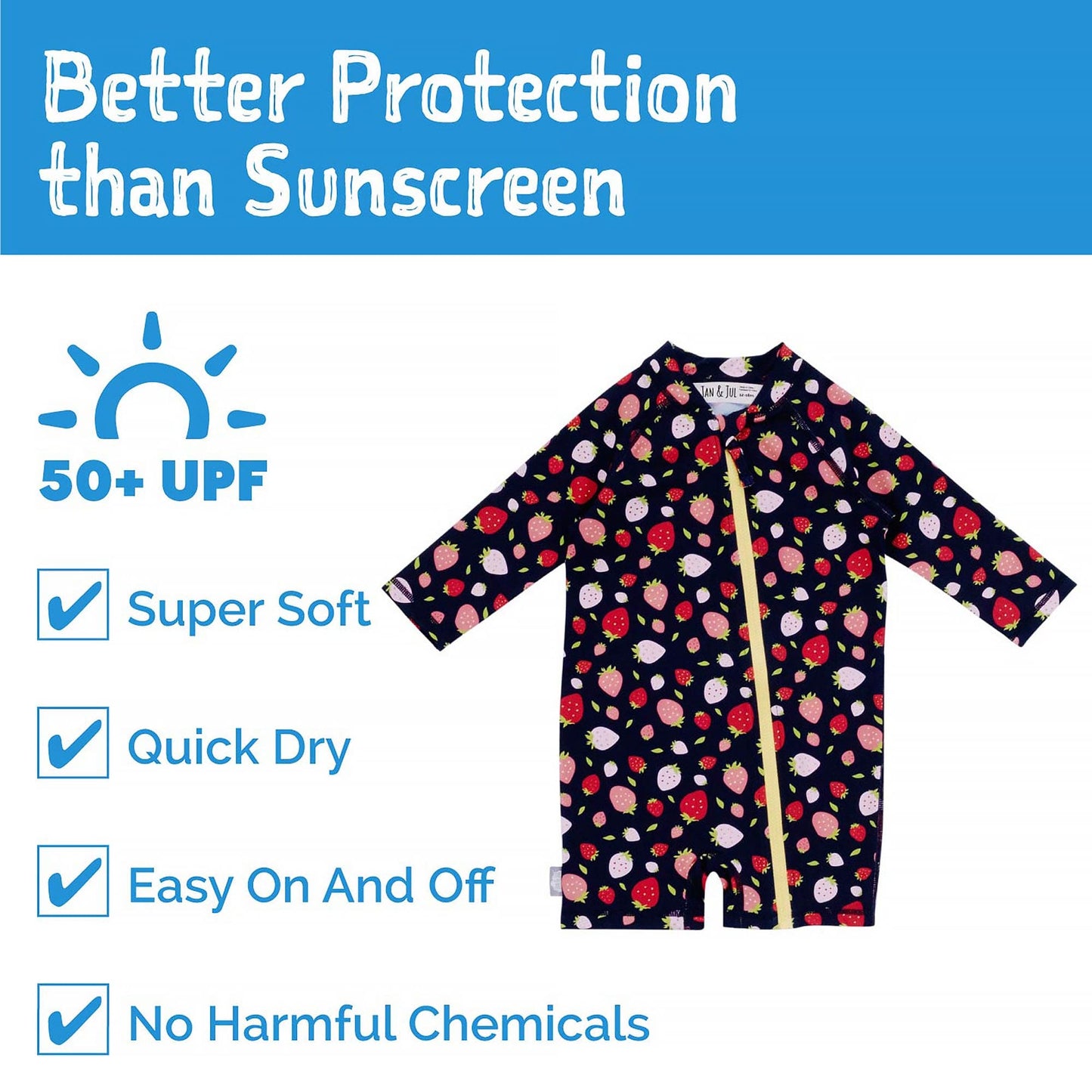 Jan & Jul Kids 50+ UPF One Piece Rashie Zip UV Sun Suit