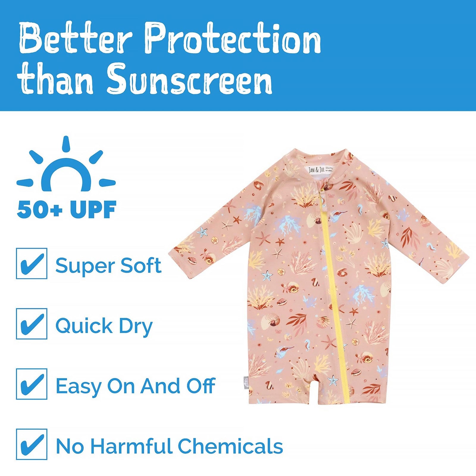 Jan & Jul Full Coverage Kids UPF 50+ Sun Suit