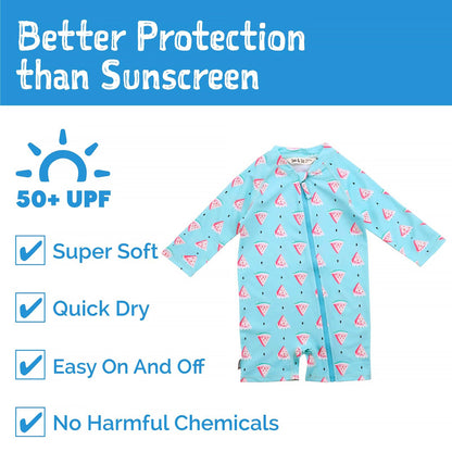 Jan & Jul Kids 50+ UPF One Piece Rashie Zip UV Sun Suit