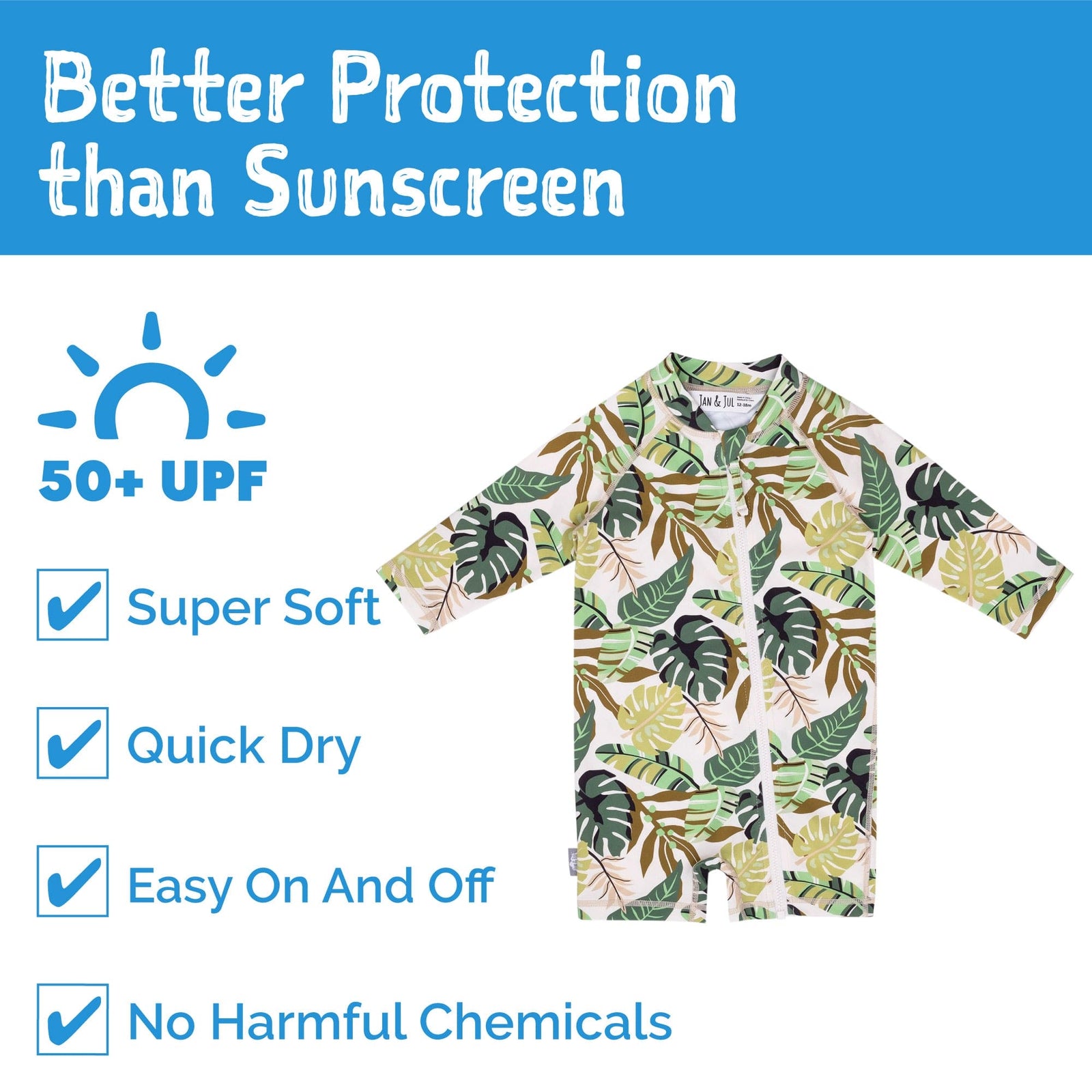 Jan & Jul Full Coverage Kids UPF 50+ Sun Suit