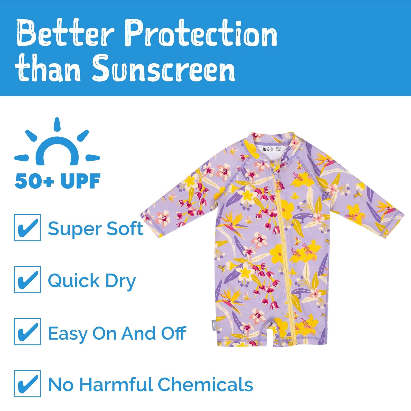 Jan & Jul Full Coverage Kids UPF 50+ Sun Suit